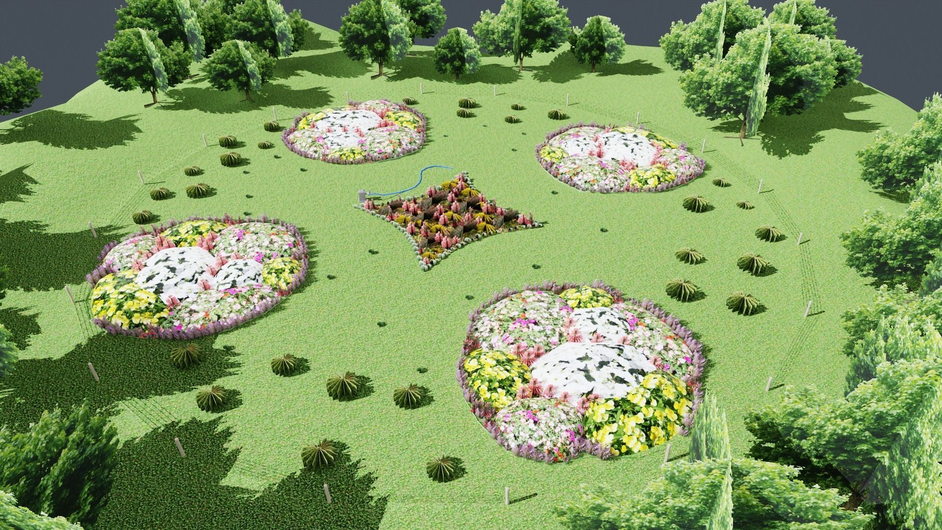 Garden Low-poly 3D model_5