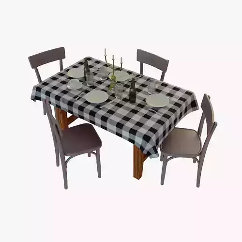 Table and Chairs Free 3D model