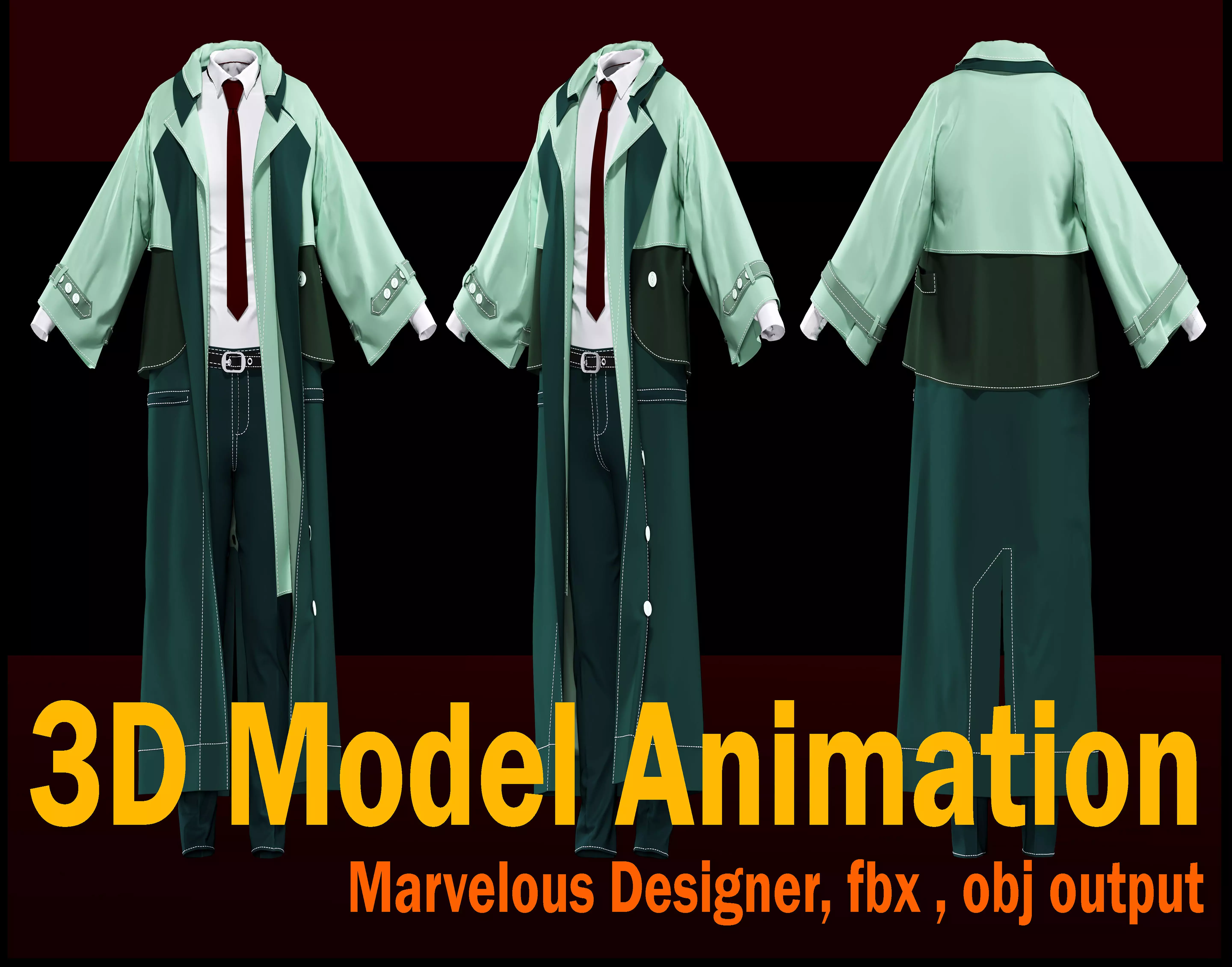 Layered coat model 3D model