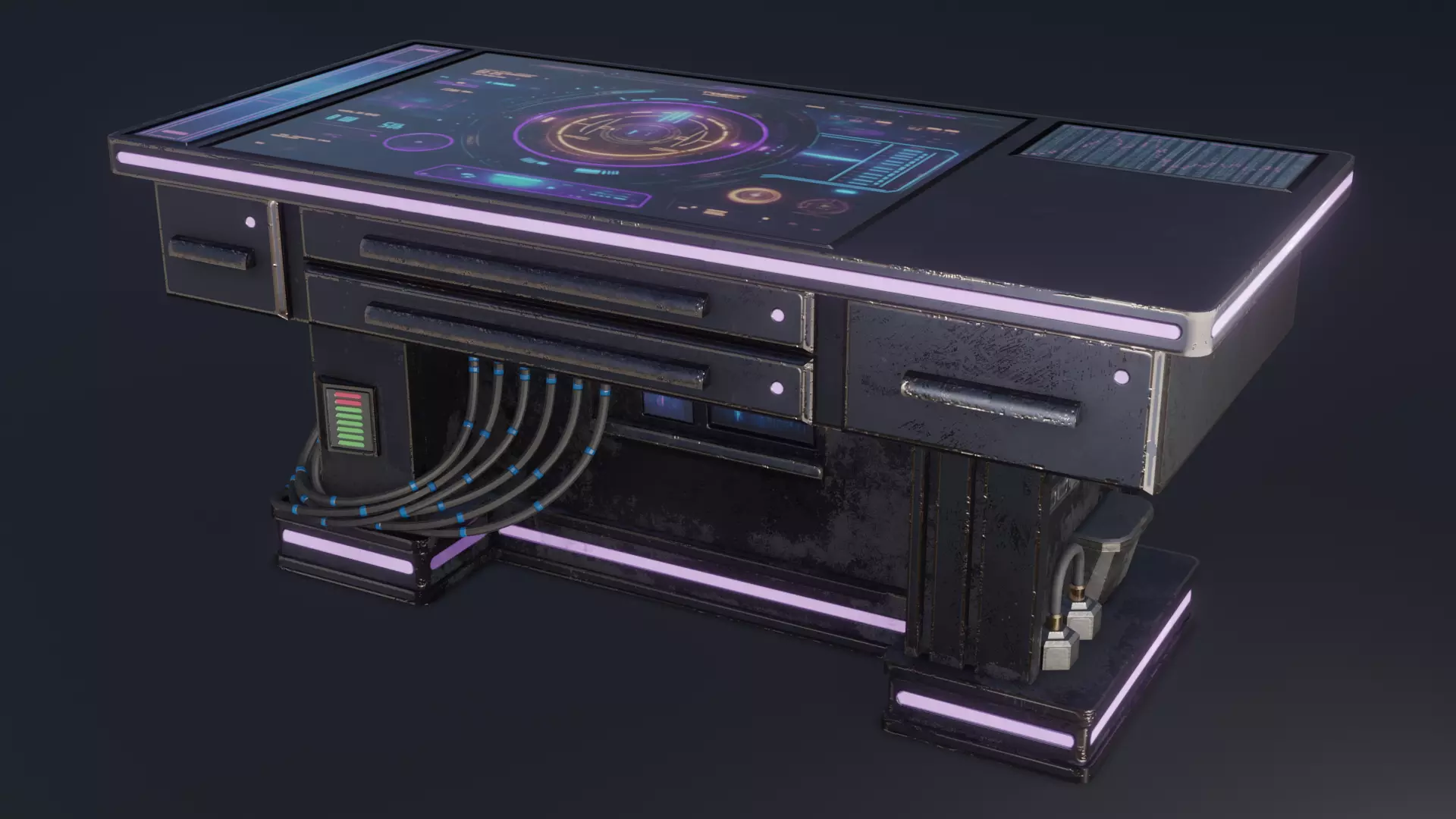 Cyber Table Blue 1 Low-poly 3D model_0