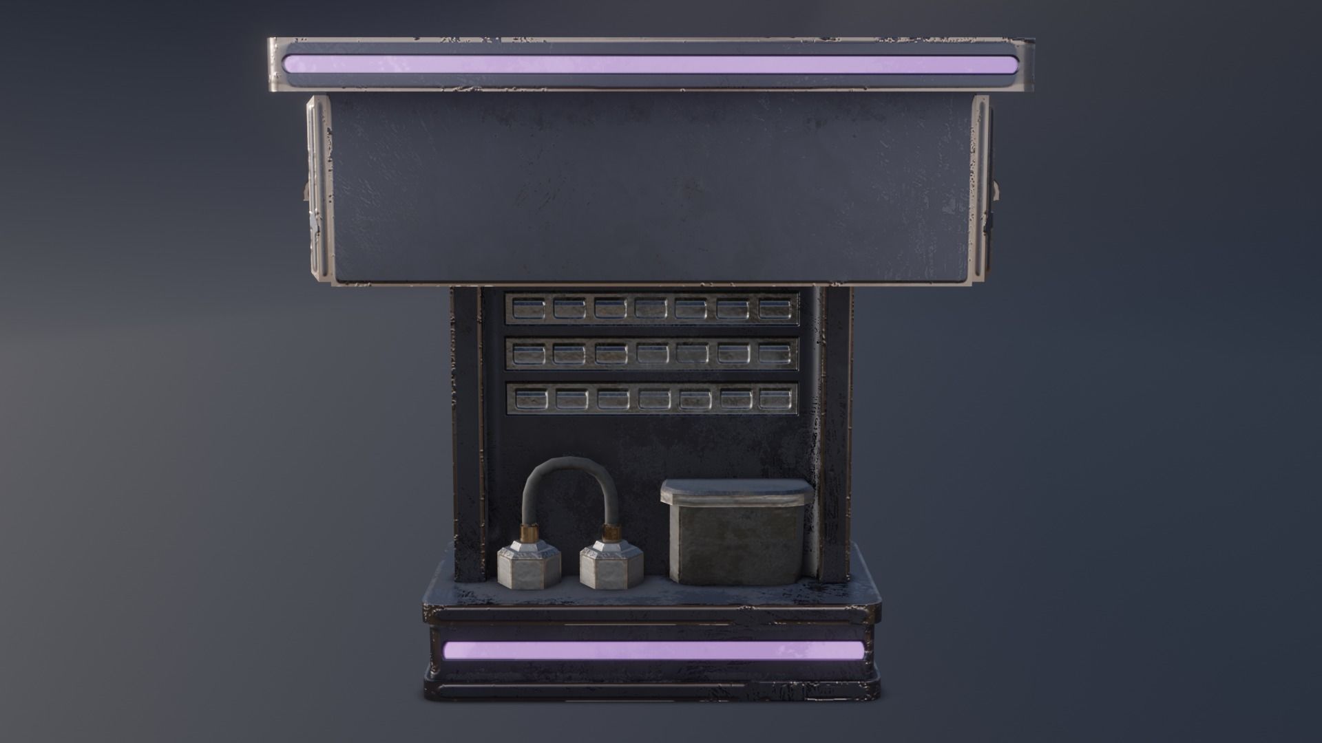 Cyber Table Blue 1 Low-poly 3D model_3