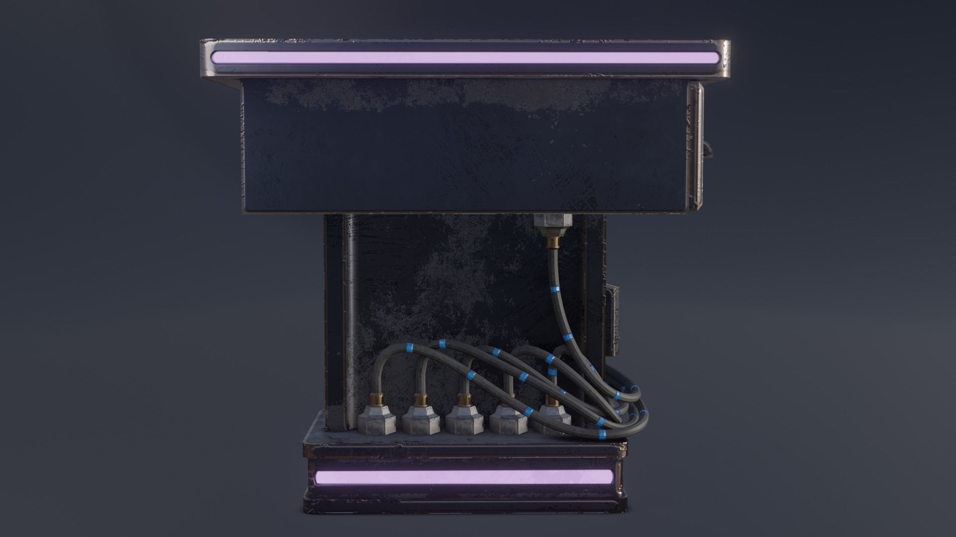 Cyber Table Blue 1 Low-poly 3D model_2