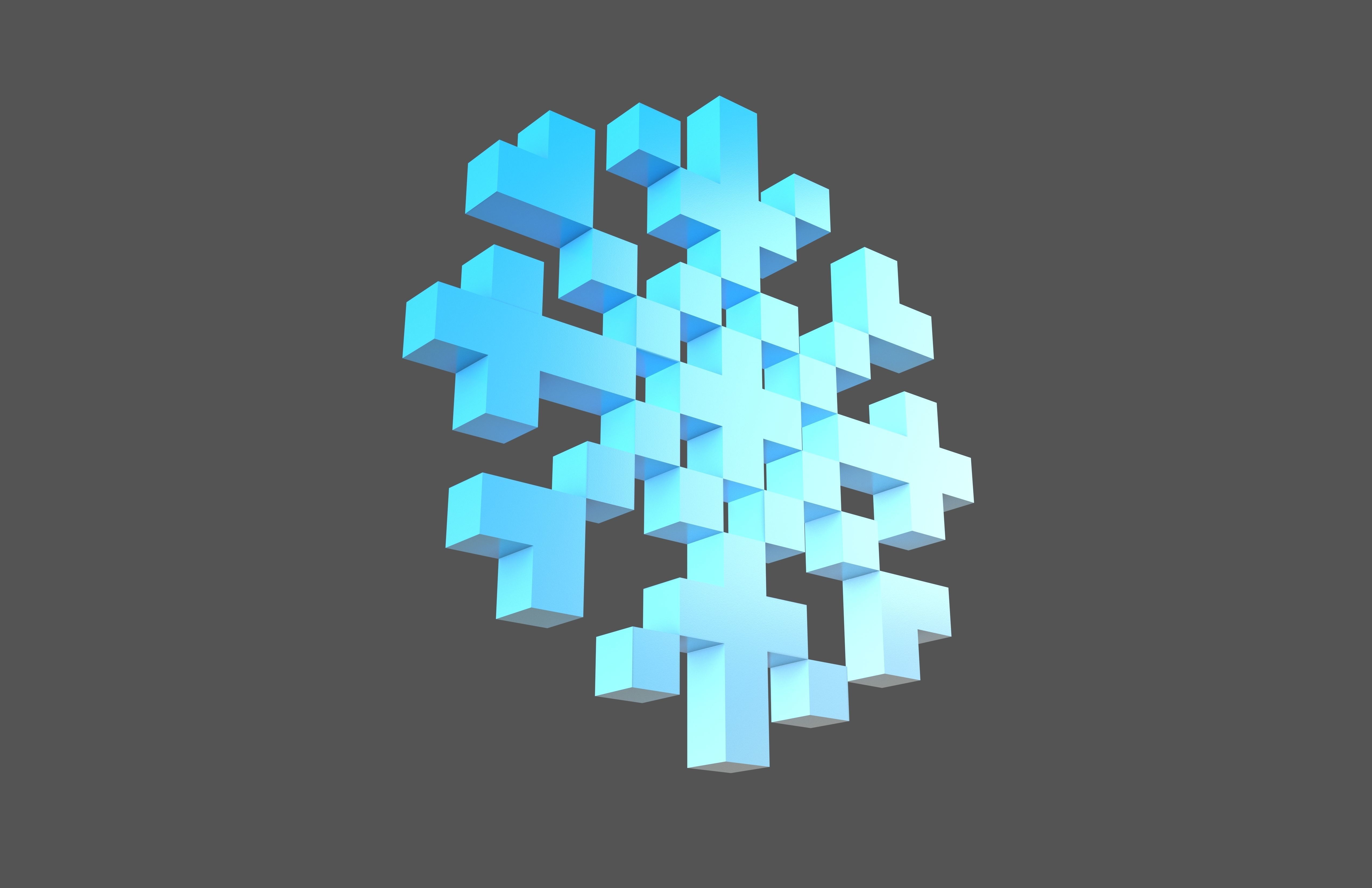 Pixel Snowflake v1 004 Low-poly 3D model_1