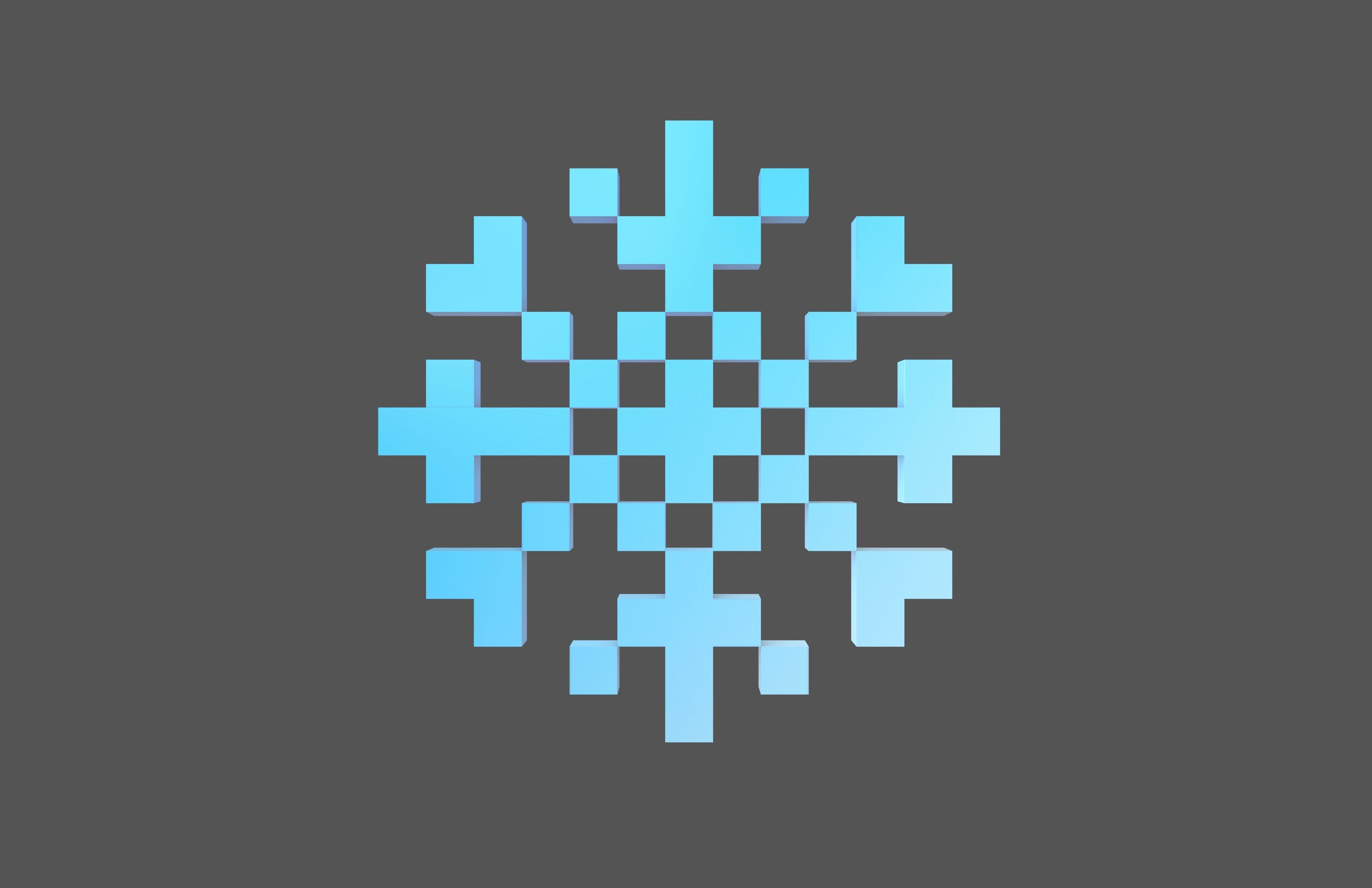 Pixel Snowflake v1 004 Low-poly 3D model_2