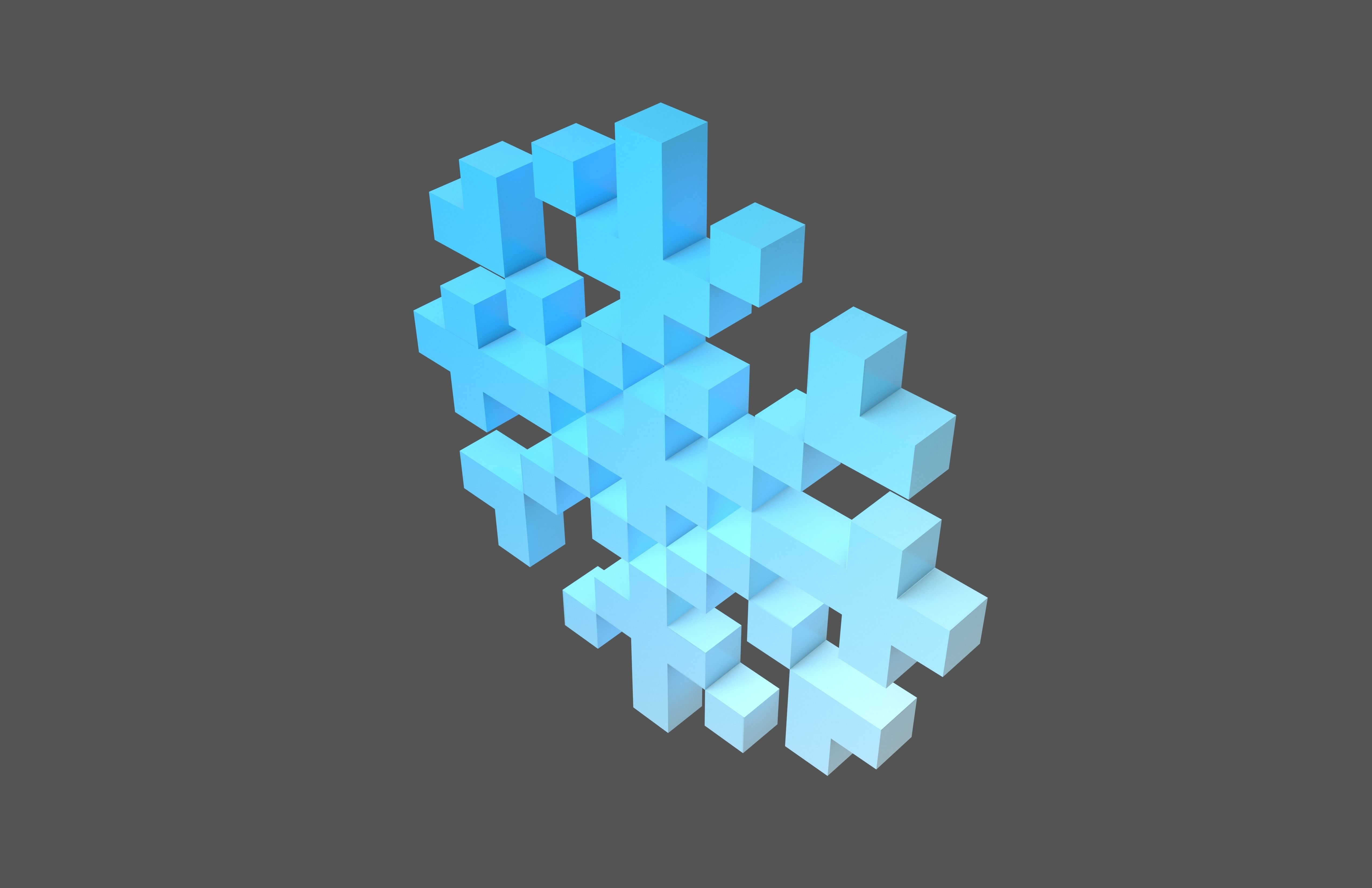 Pixel Snowflake v1 004 Low-poly 3D model_3