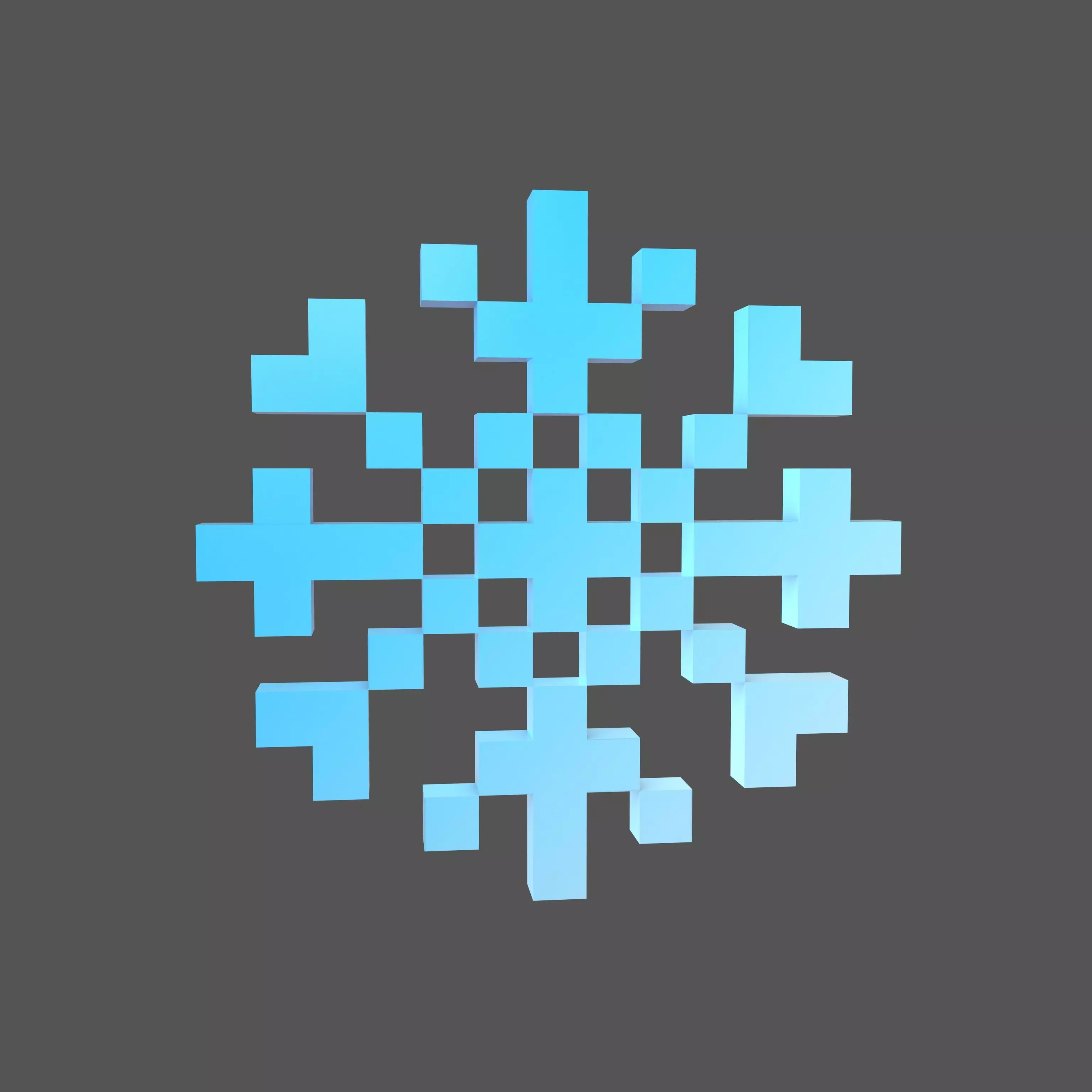 Pixel Snowflake v1 004 Low-poly 3D model_0