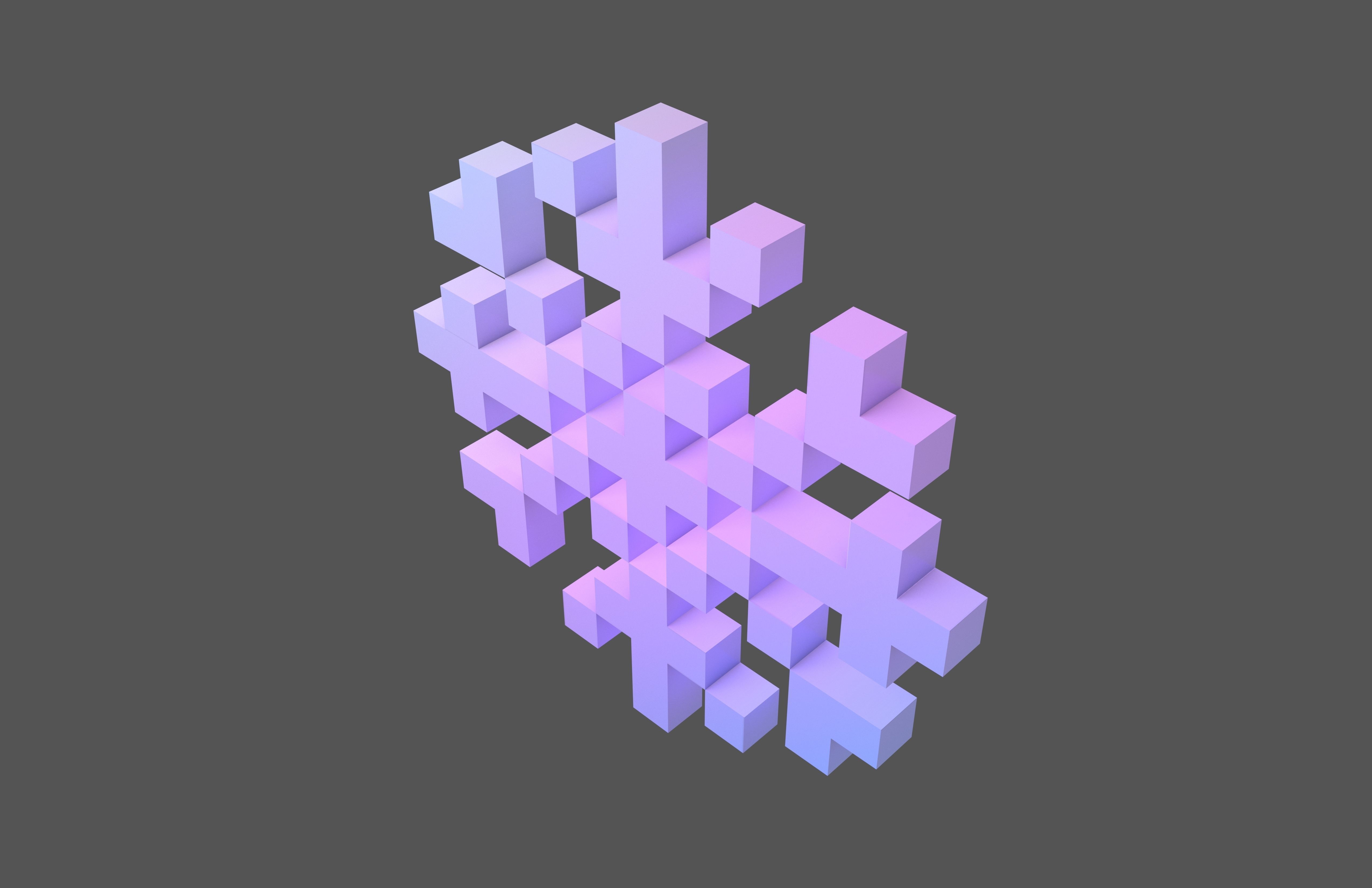 Pixel Snowflake v1 005 Low-poly 3D model_1