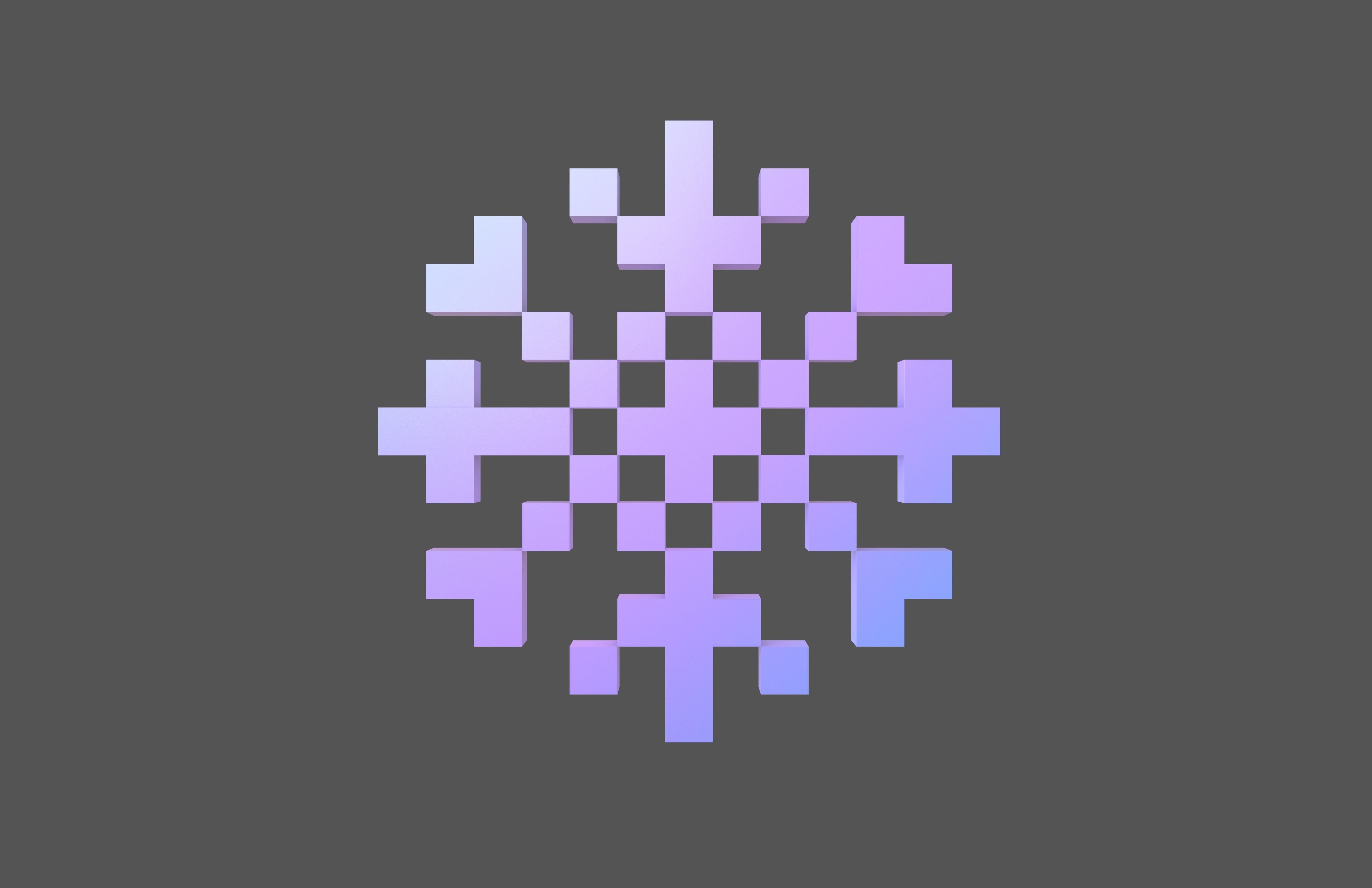 Pixel Snowflake v1 005 Low-poly 3D model_2