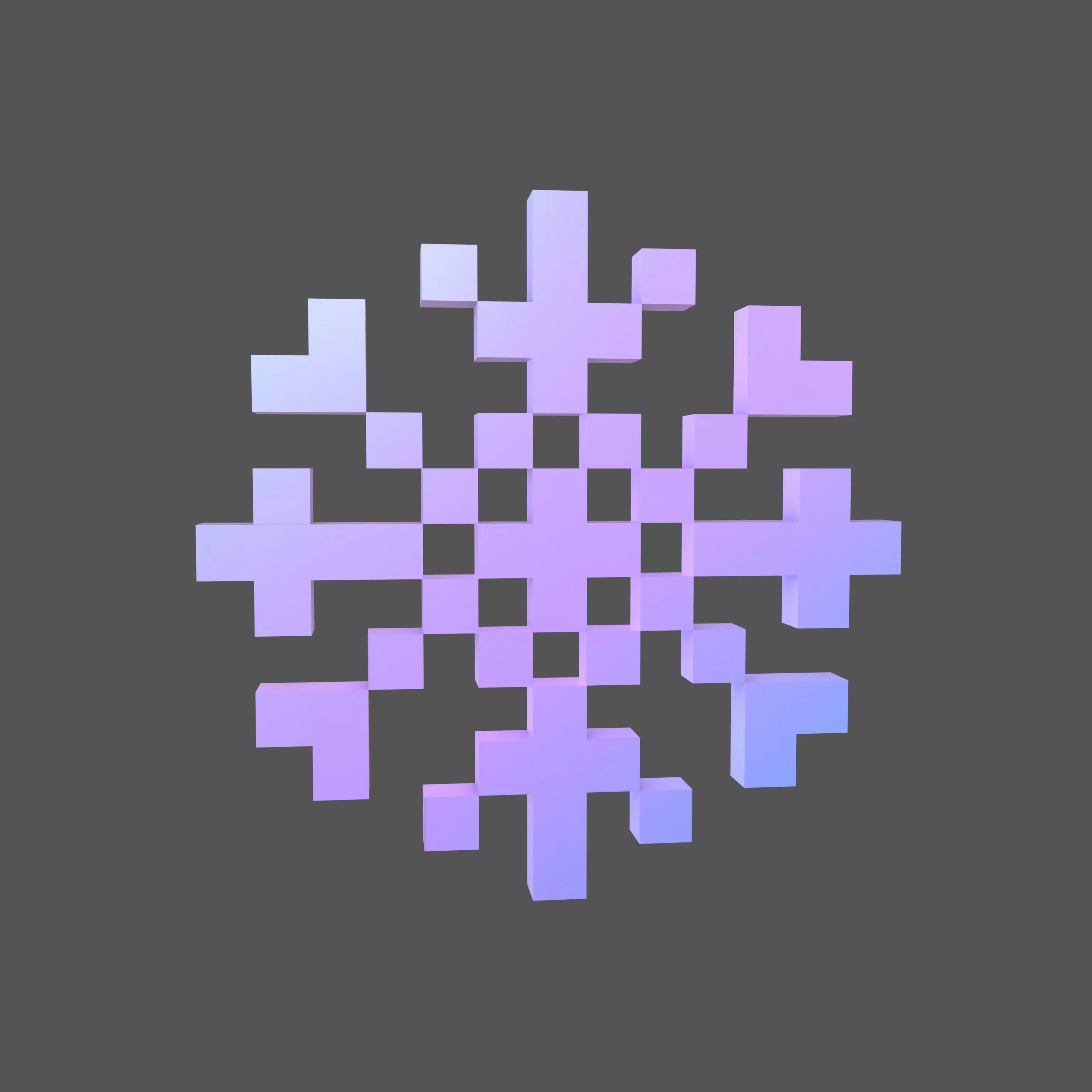 Pixel Snowflake v1 005 Low-poly 3D model_0