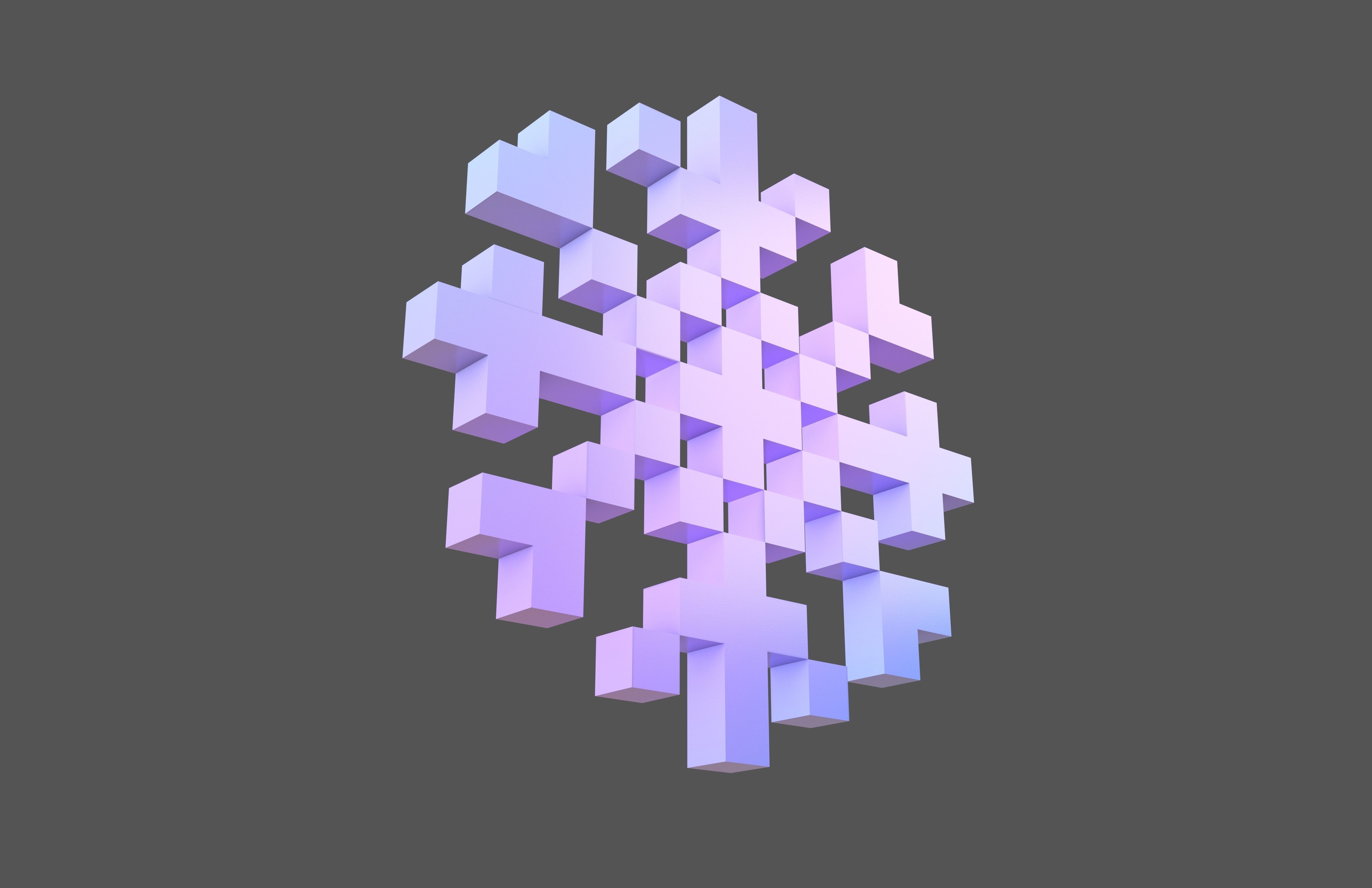 Pixel Snowflake v1 005 Low-poly 3D model_3