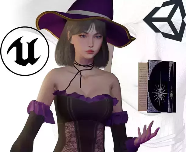 Witch Girl - Game Ready Low-poly 3D model