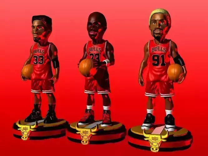 TEAM CHICAGO BULLS JORDAN PIPPEN RODMAN NBA BASKETBALL FIGURE