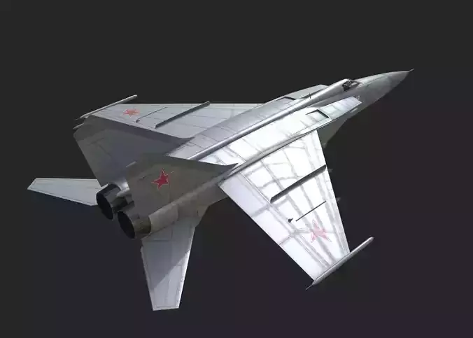 Soviet Air Force Mig-25 Foxbat Fighter Mig25 Low-poly 3D model