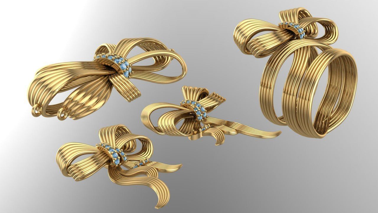 Half set of gold string bowtie 3D print model_1