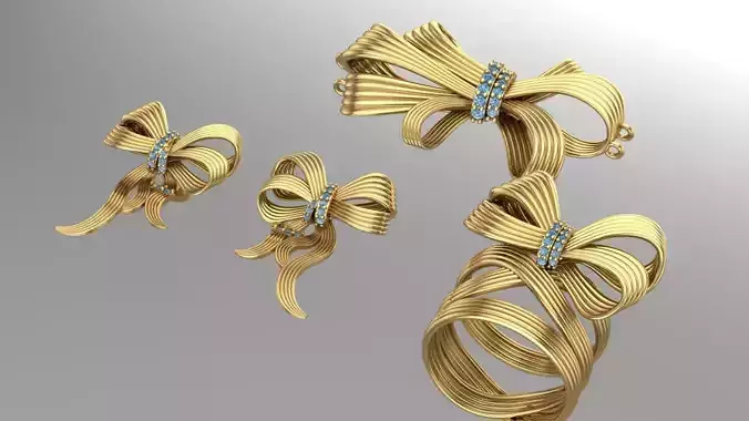 Half set of gold string bowtie 3D print model