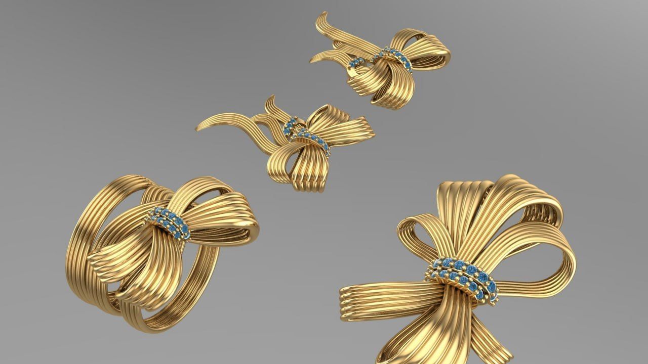 Half set of gold string bowtie 3D print model_2