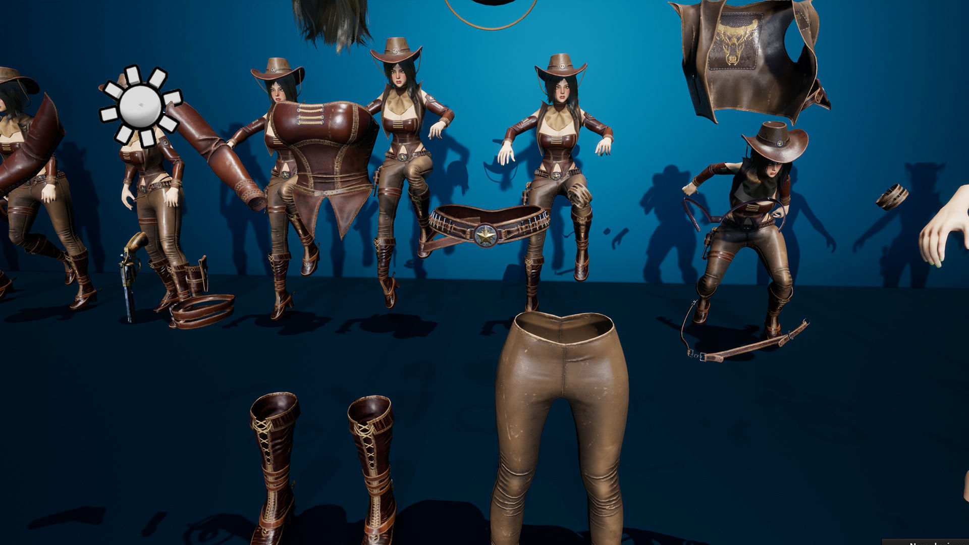 Cowboy Sheriff Girl Modular Low-poly 3D model_25