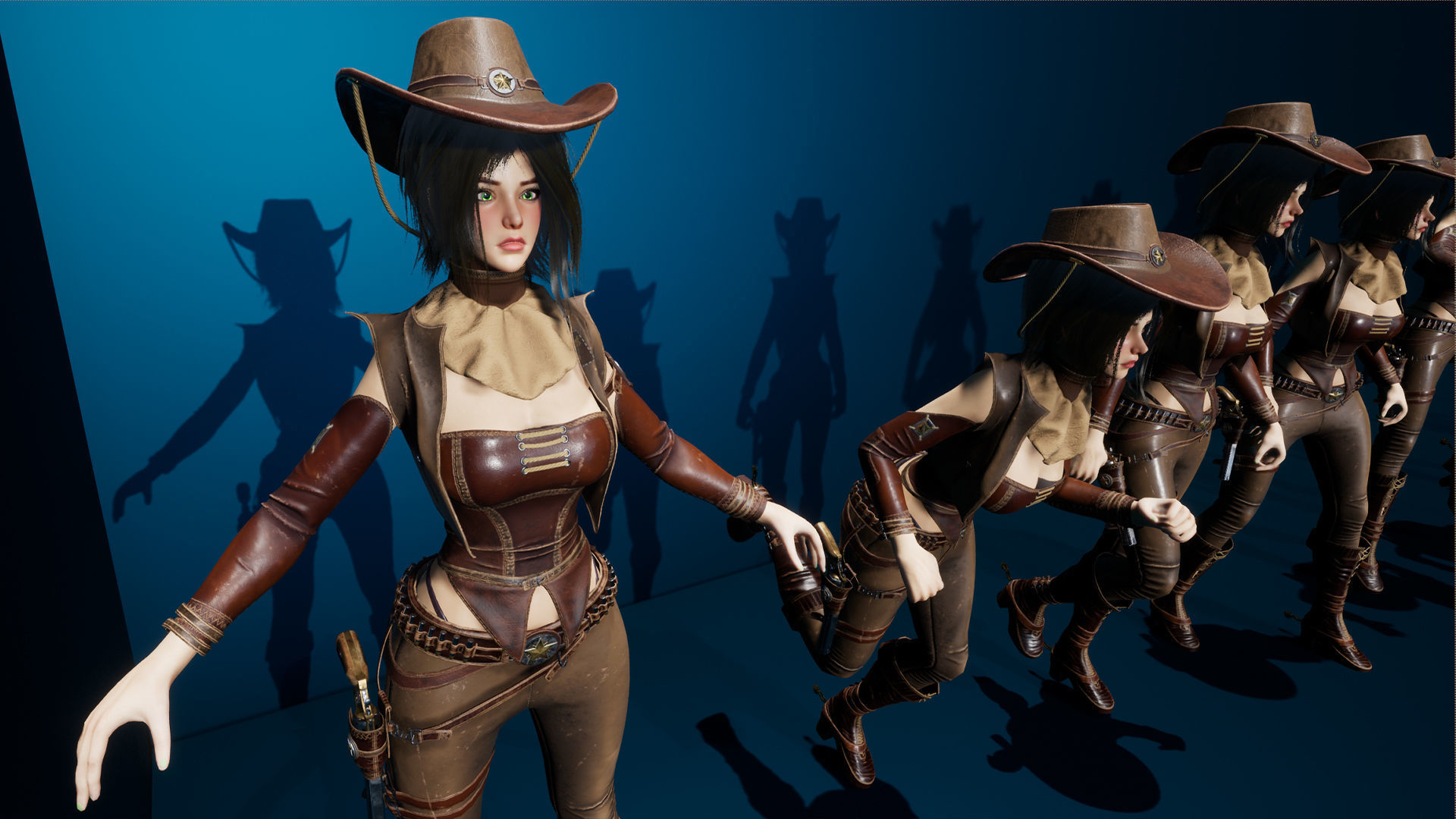 Cowboy Sheriff Girl Modular Low-poly 3D model_31