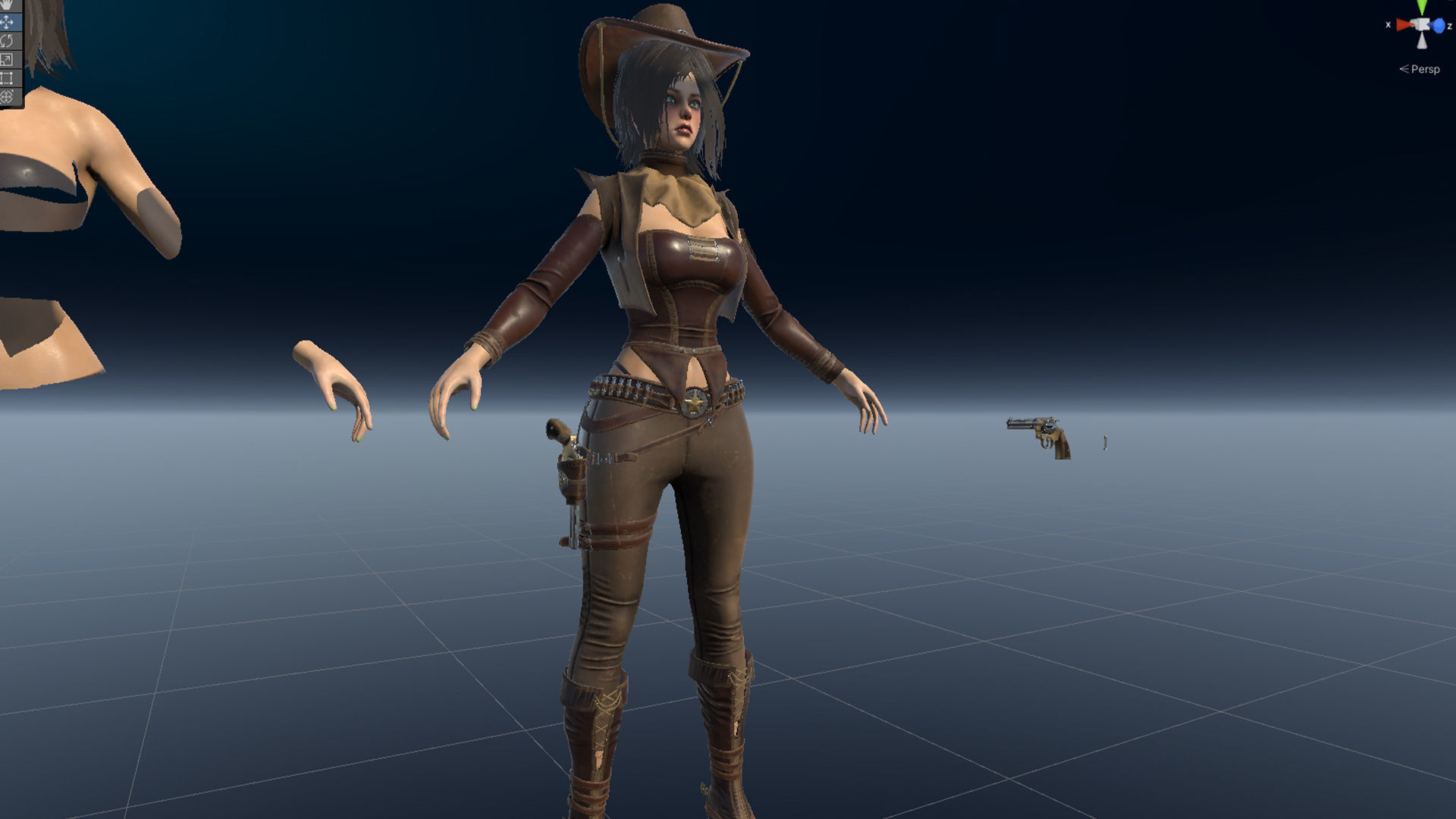 Cowboy Sheriff Girl Modular Low-poly 3D model_16