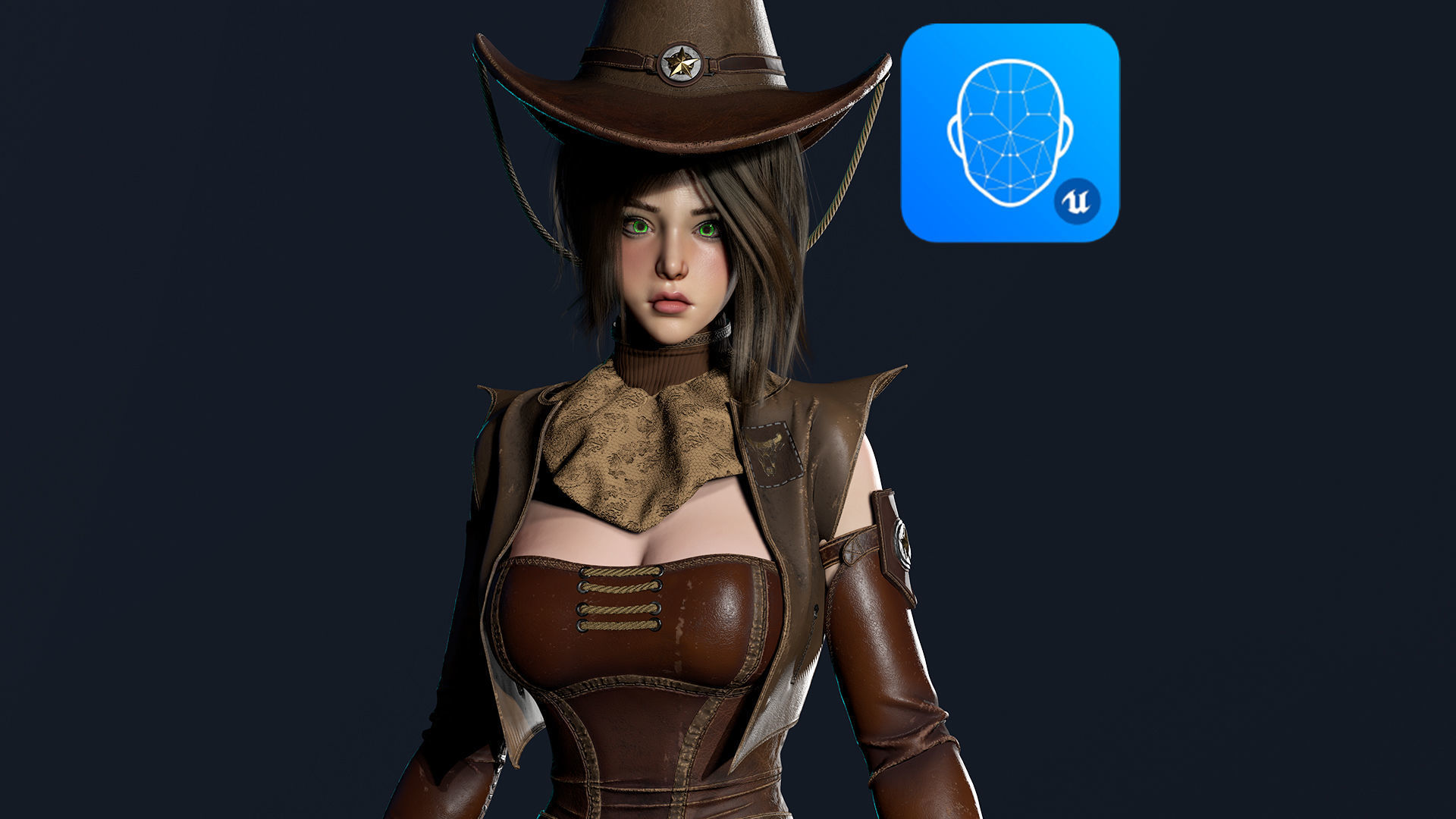 Cowboy Sheriff Girl Modular Low-poly 3D model_3