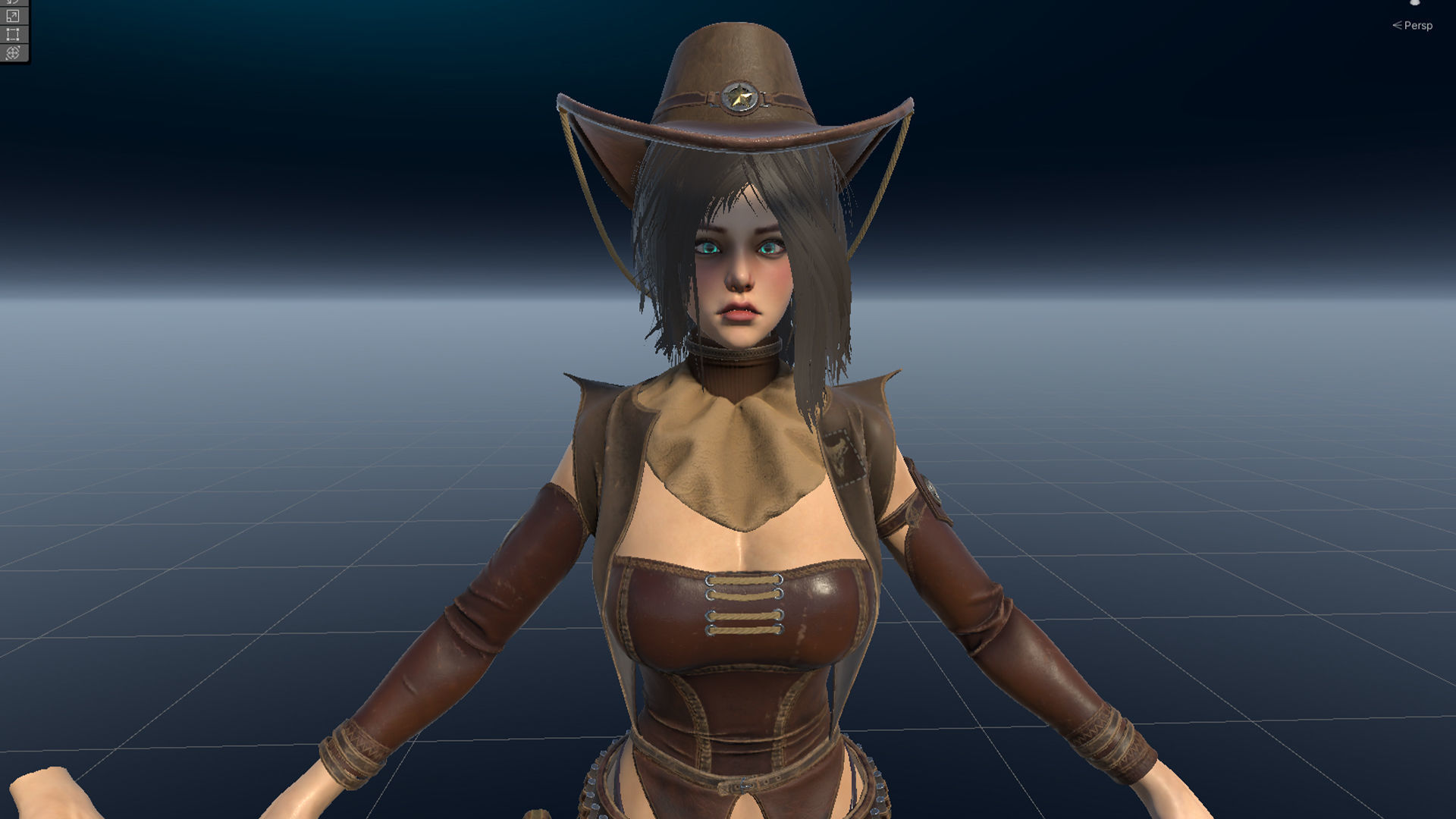 Cowboy Sheriff Girl Modular Low-poly 3D model_22
