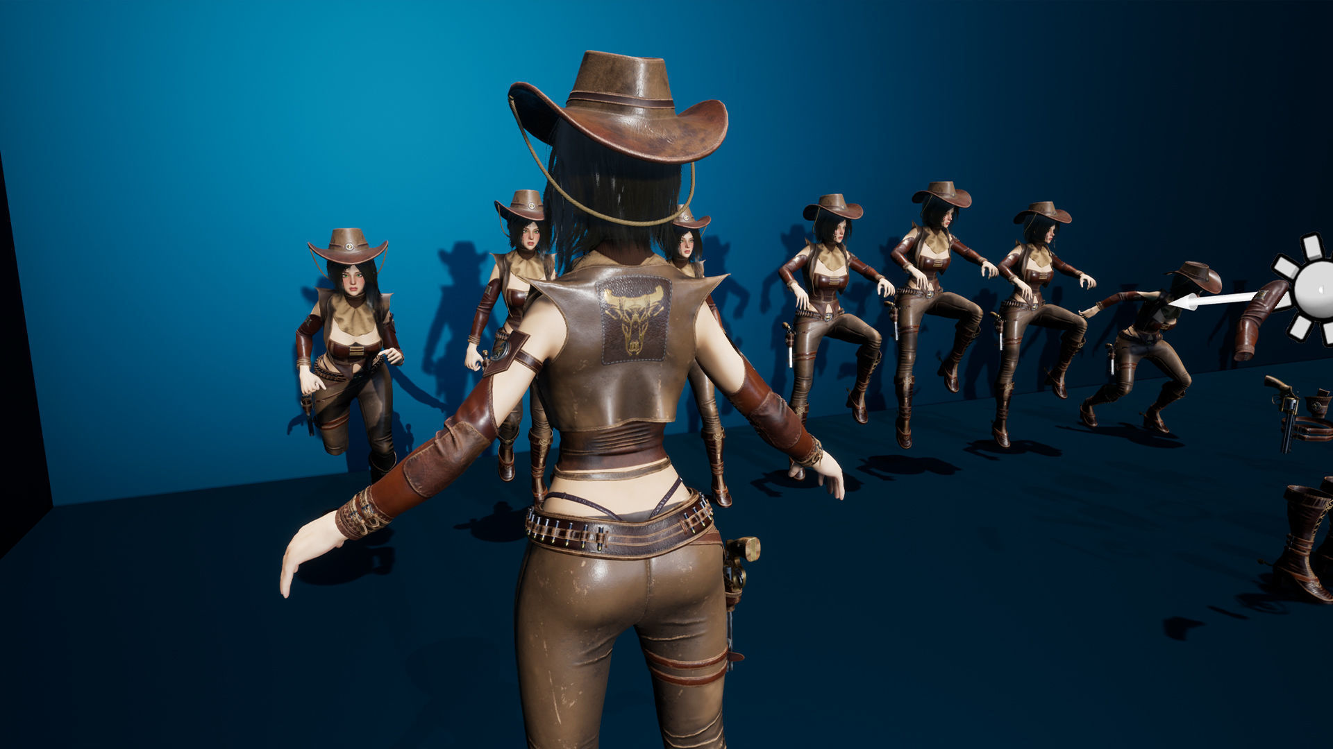 Cowboy Sheriff Girl Modular Low-poly 3D model_32