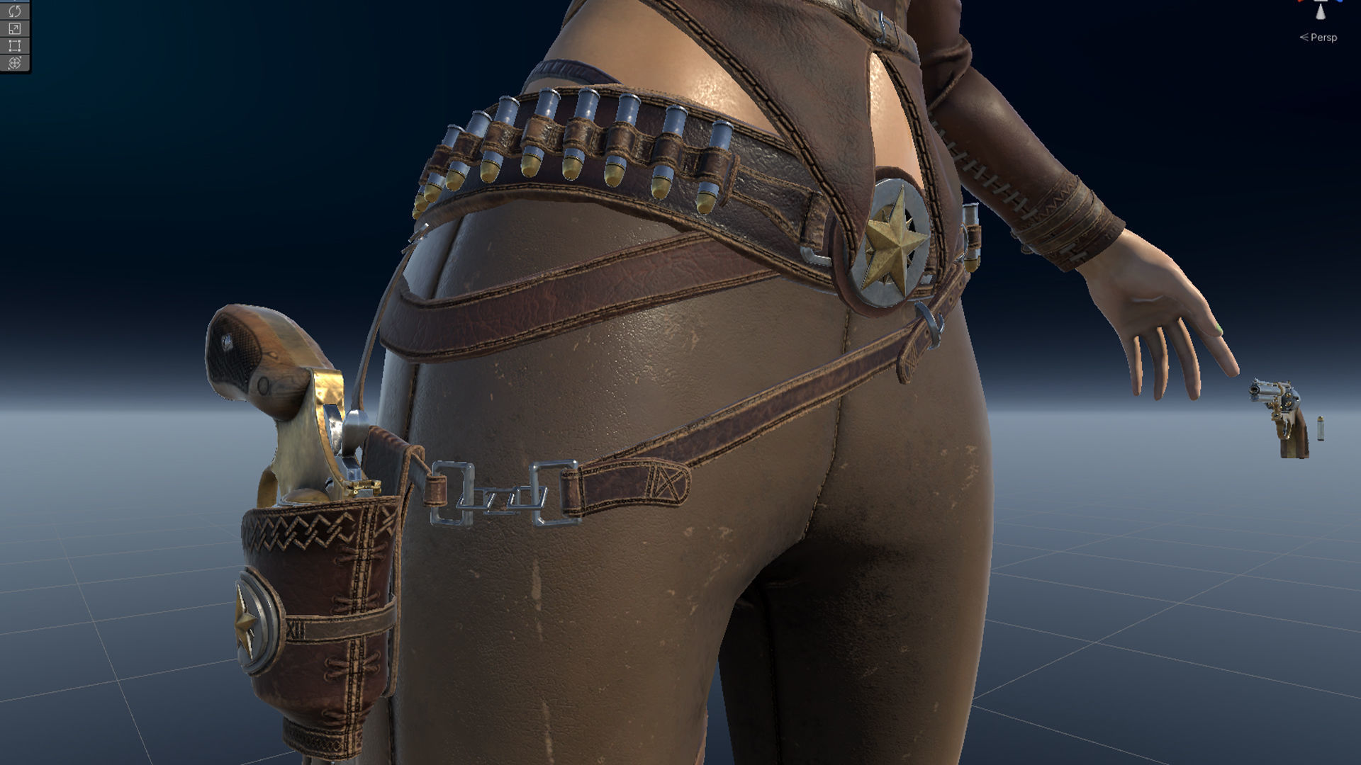 Cowboy Sheriff Girl Modular Low-poly 3D model_20