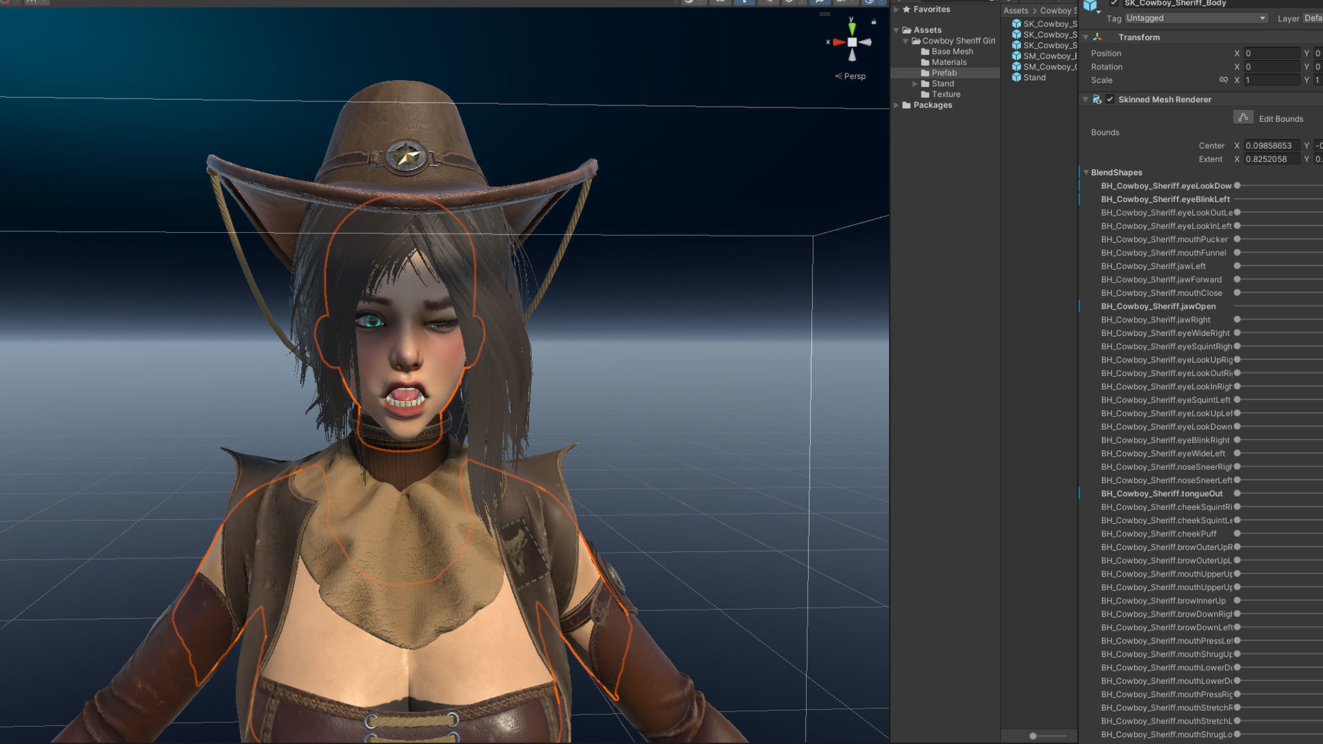 Cowboy Sheriff Girl Modular Low-poly 3D model_24