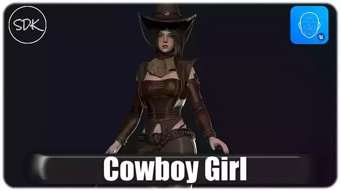 Cowboy Sheriff Girl Modular Low-poly 3D model