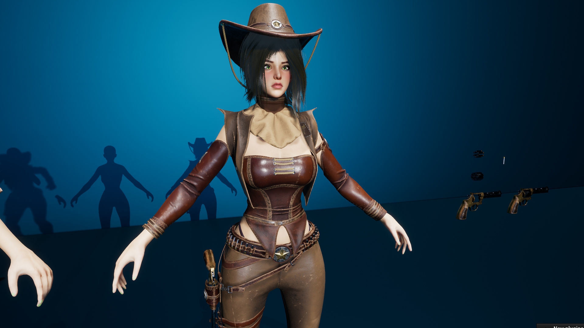 Cowboy Sheriff Girl Modular Low-poly 3D model_17