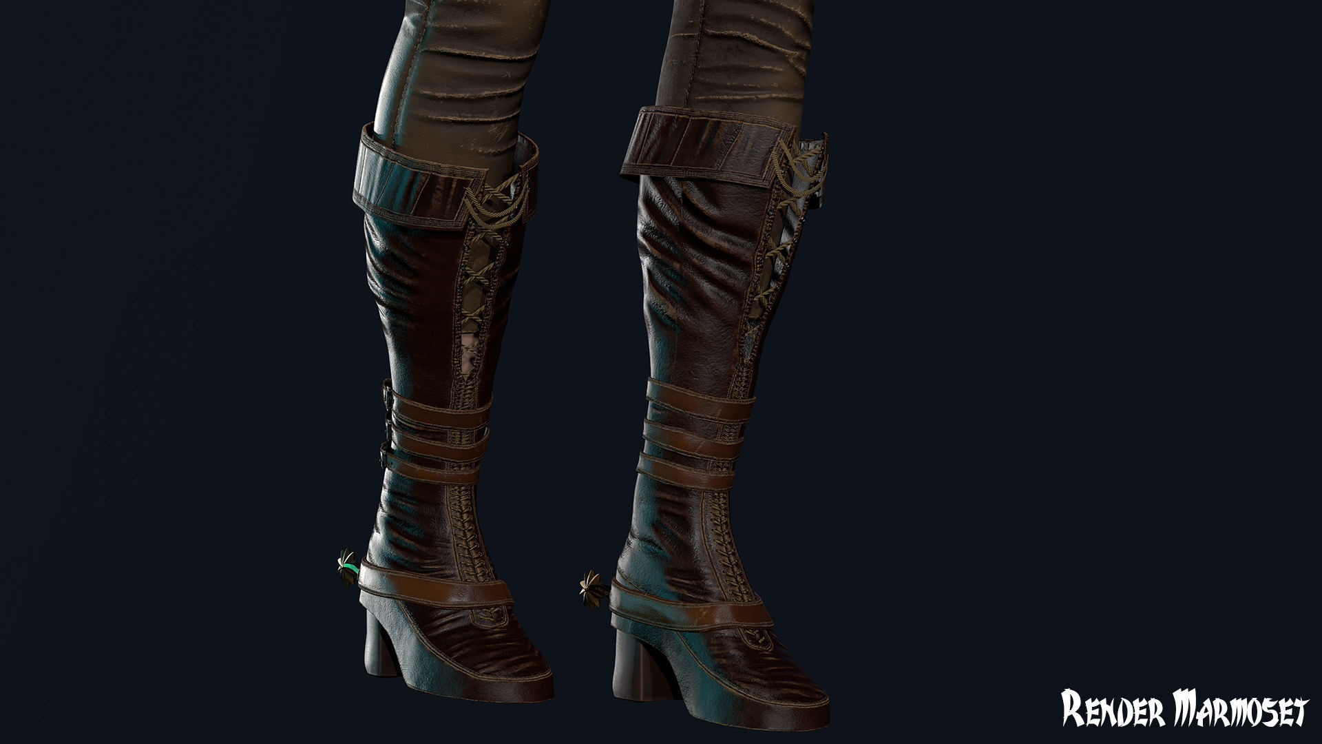 Cowboy Sheriff Girl Modular Low-poly 3D model_12