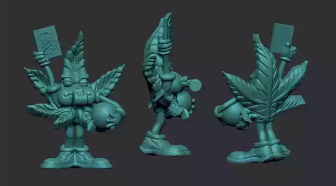 marijuana leaf 13 3D print model