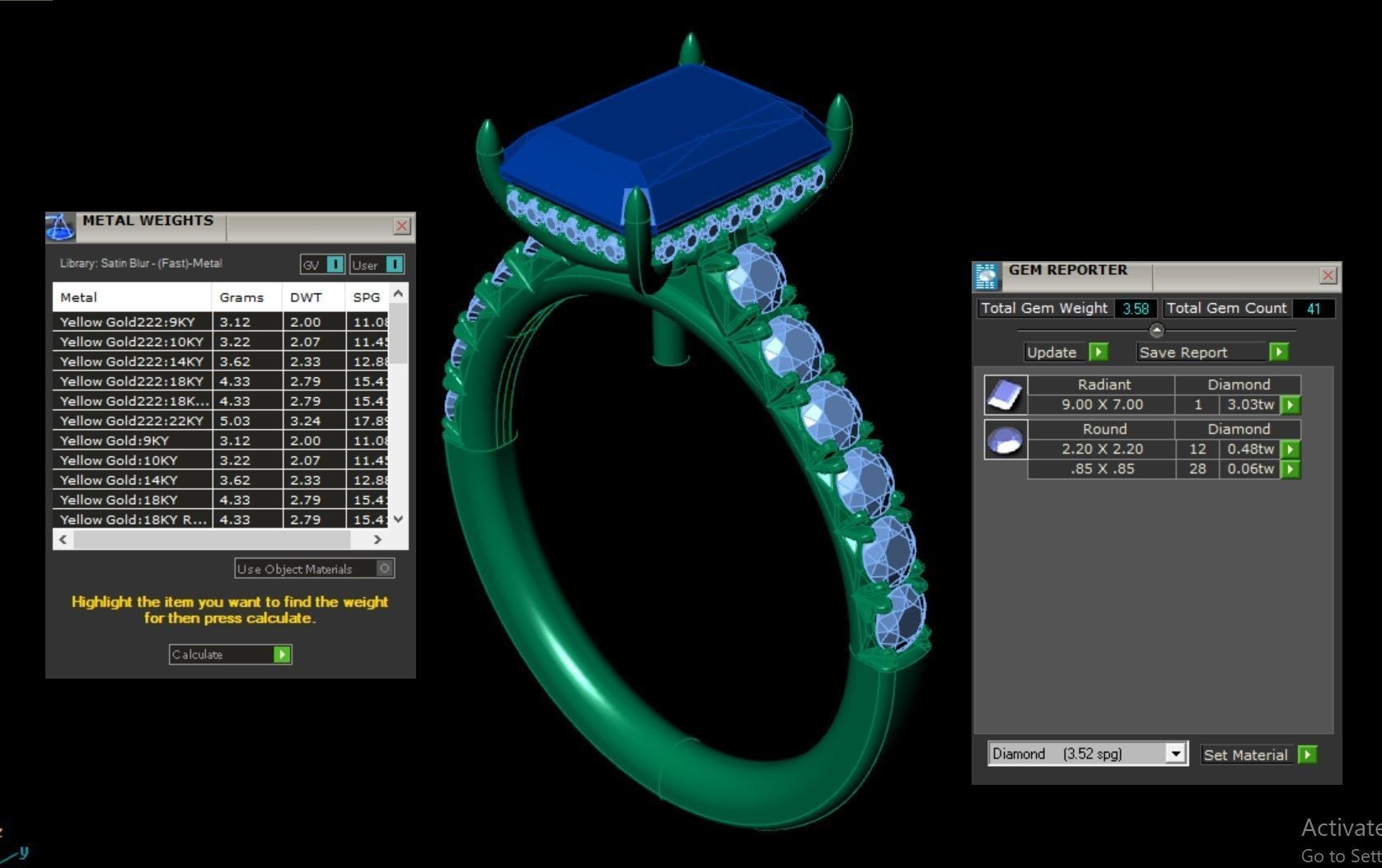 Radiant Cut French Pave Engagement Diamond Ring 3D print model_2