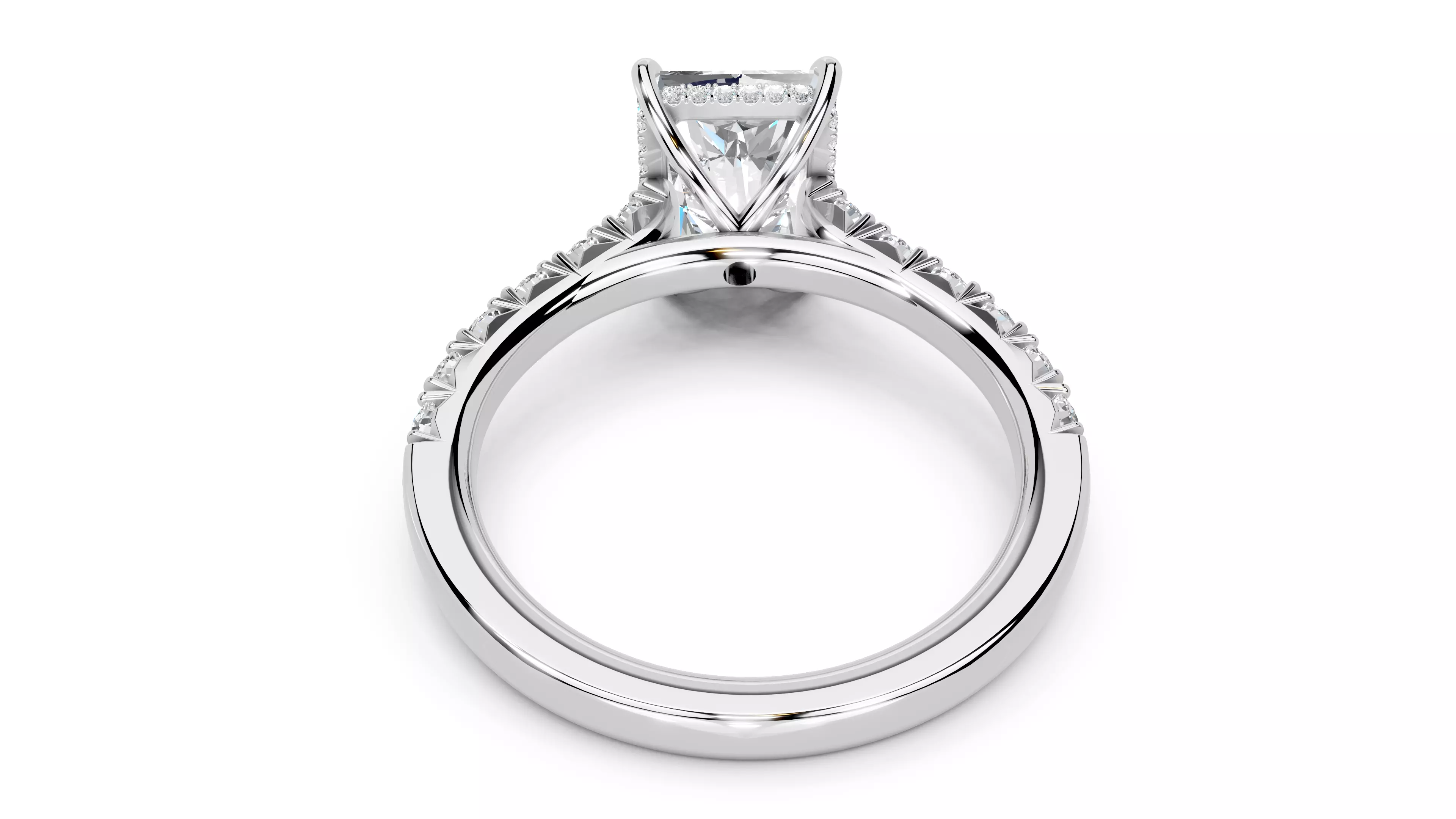 Radiant Cut French Pave Engagement Diamond Ring 3D print model_23