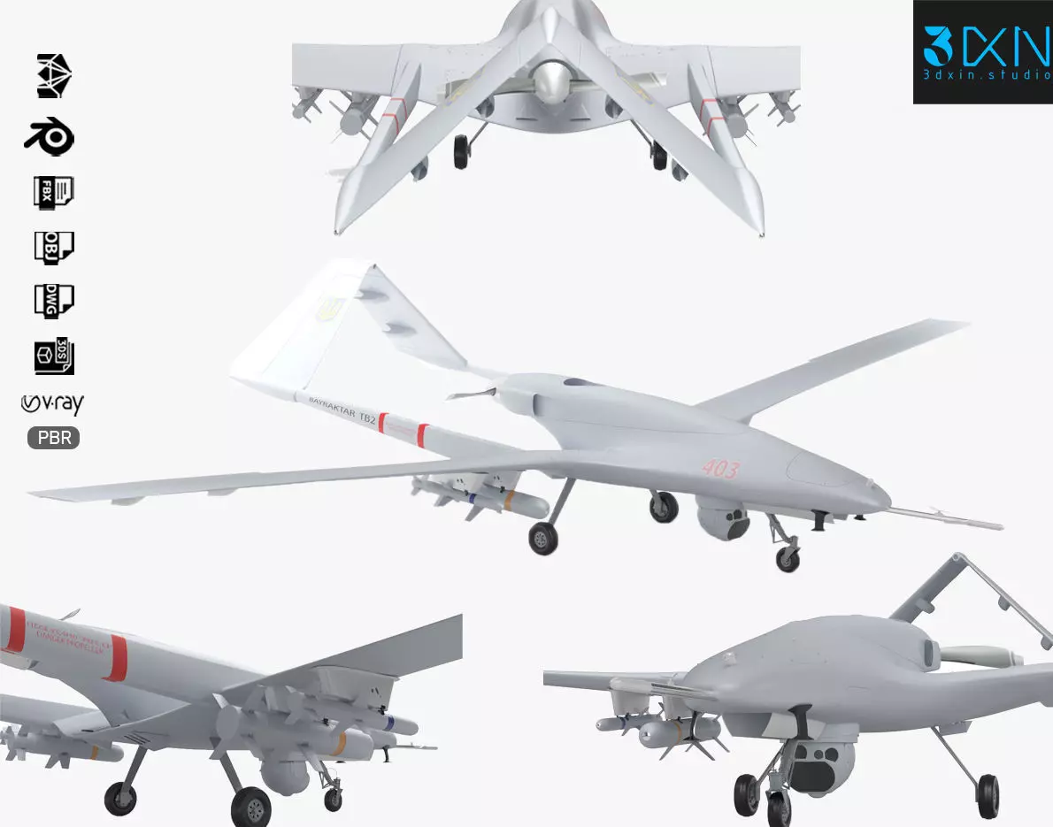 Bayraktar TB2 Ukraines Armed Forces Drone 3D model_0