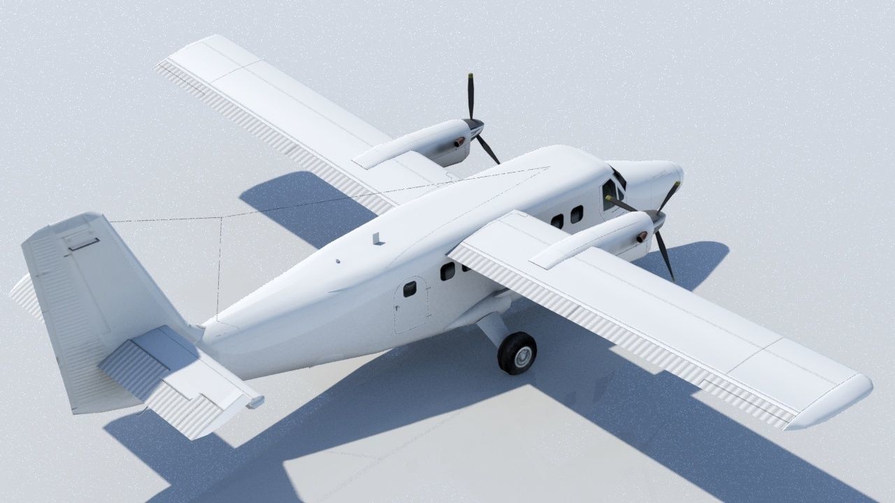 DHC-6 Twin Otter Static Low Poly Low-poly 3D model_2