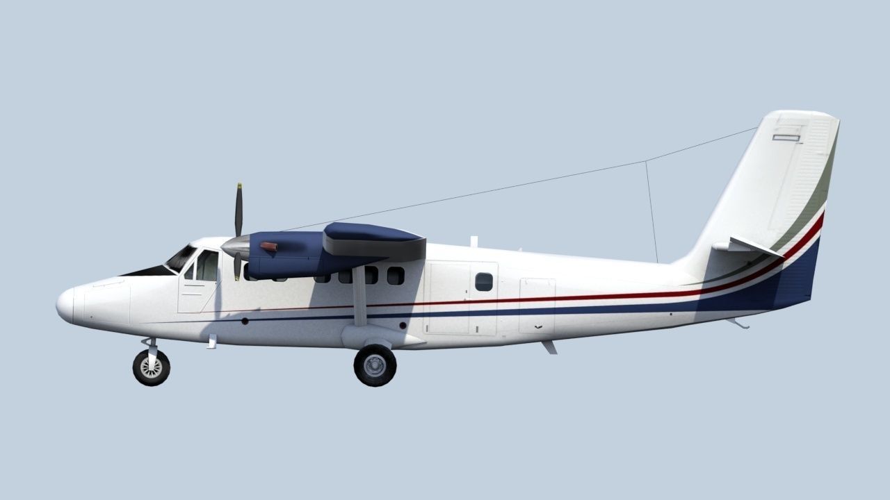 DHC-6 Twin Otter Static Low Poly Low-poly 3D model_7
