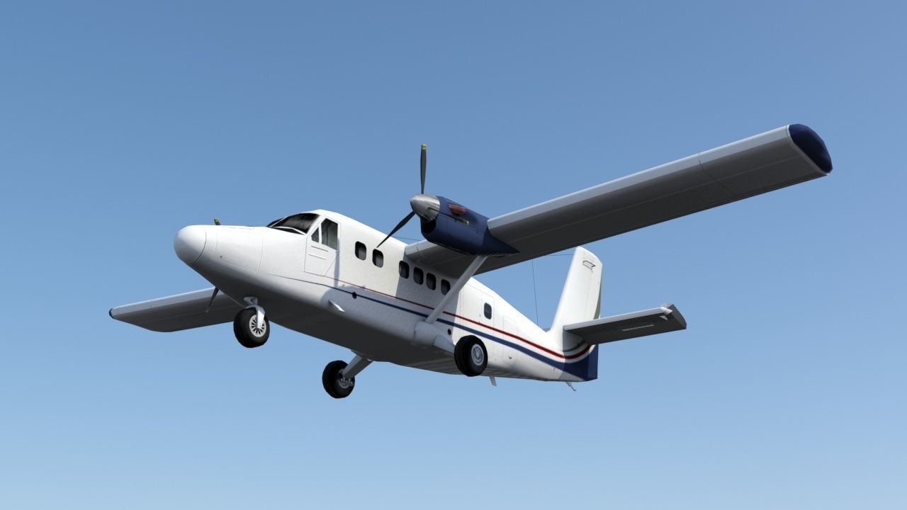 DHC-6 Twin Otter Static Low Poly Low-poly 3D model_6