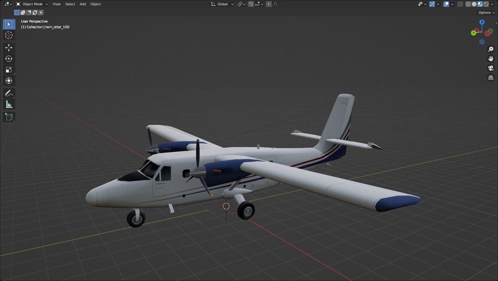 DHC-6 Twin Otter Static Low Poly Low-poly 3D model_10