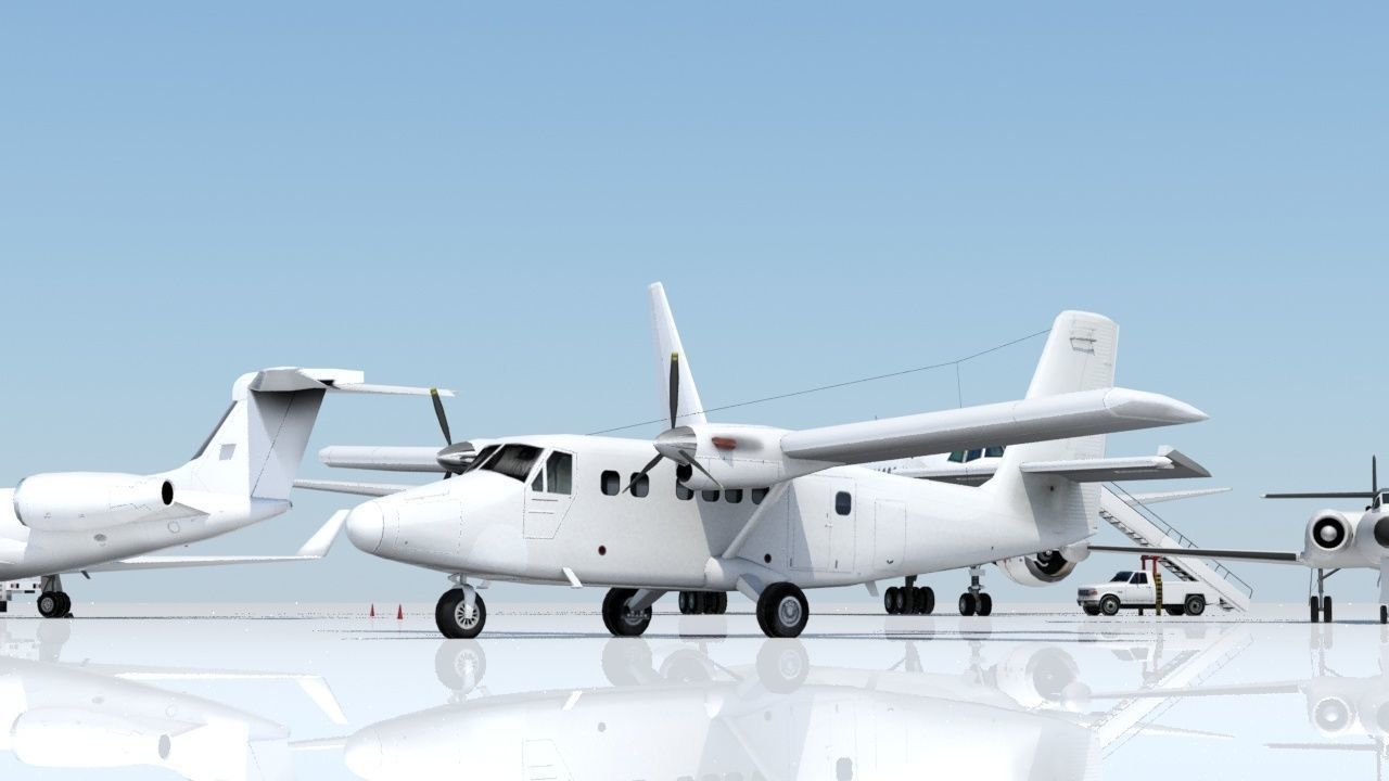 DHC-6 Twin Otter Static Low Poly Low-poly 3D model_4