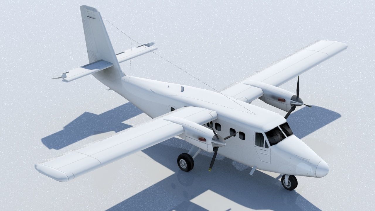 DHC-6 Twin Otter Static Low Poly Low-poly 3D model_3