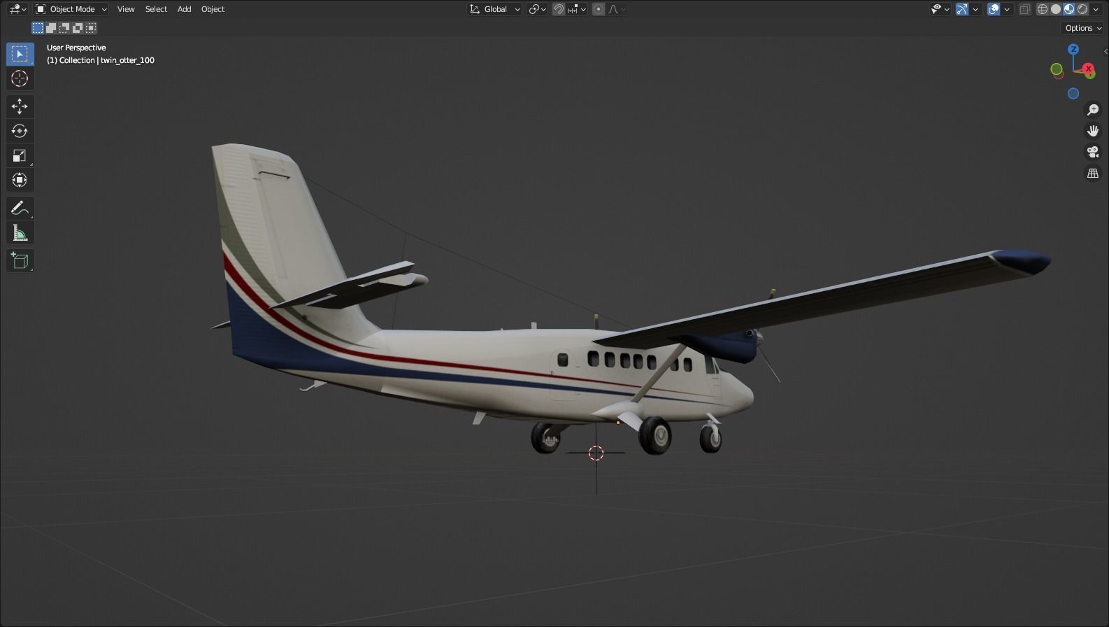 DHC-6 Twin Otter Static Low Poly Low-poly 3D model_9