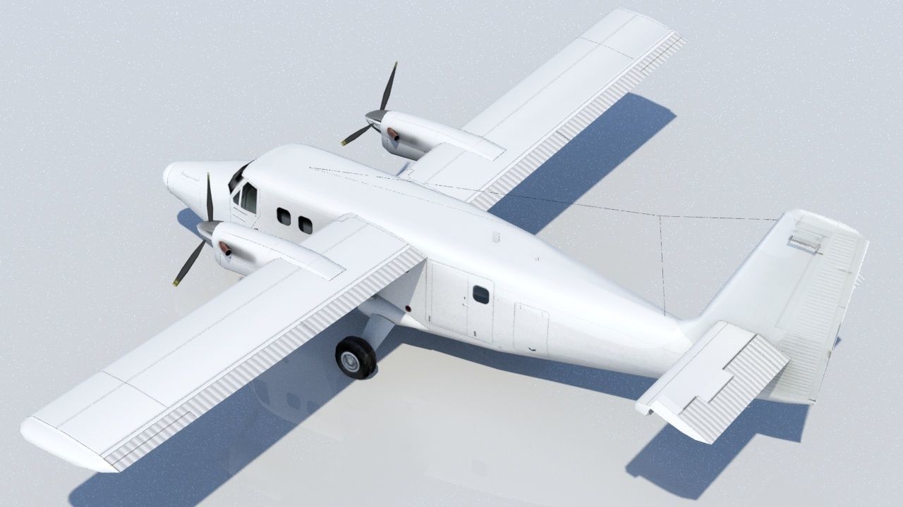 DHC-6 Twin Otter Static Low Poly Low-poly 3D model_1