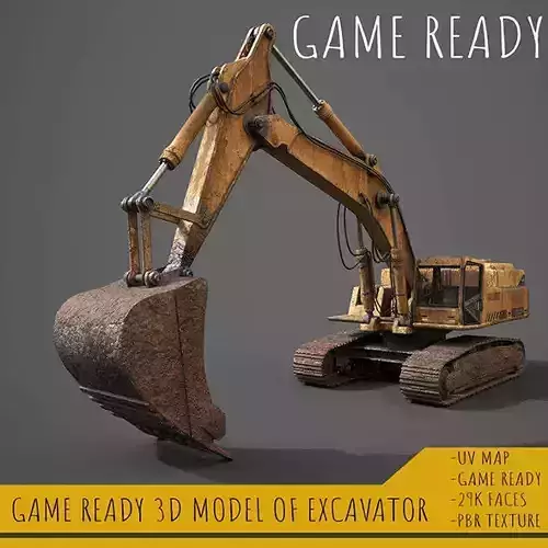 Game ready 3d model of Excavator