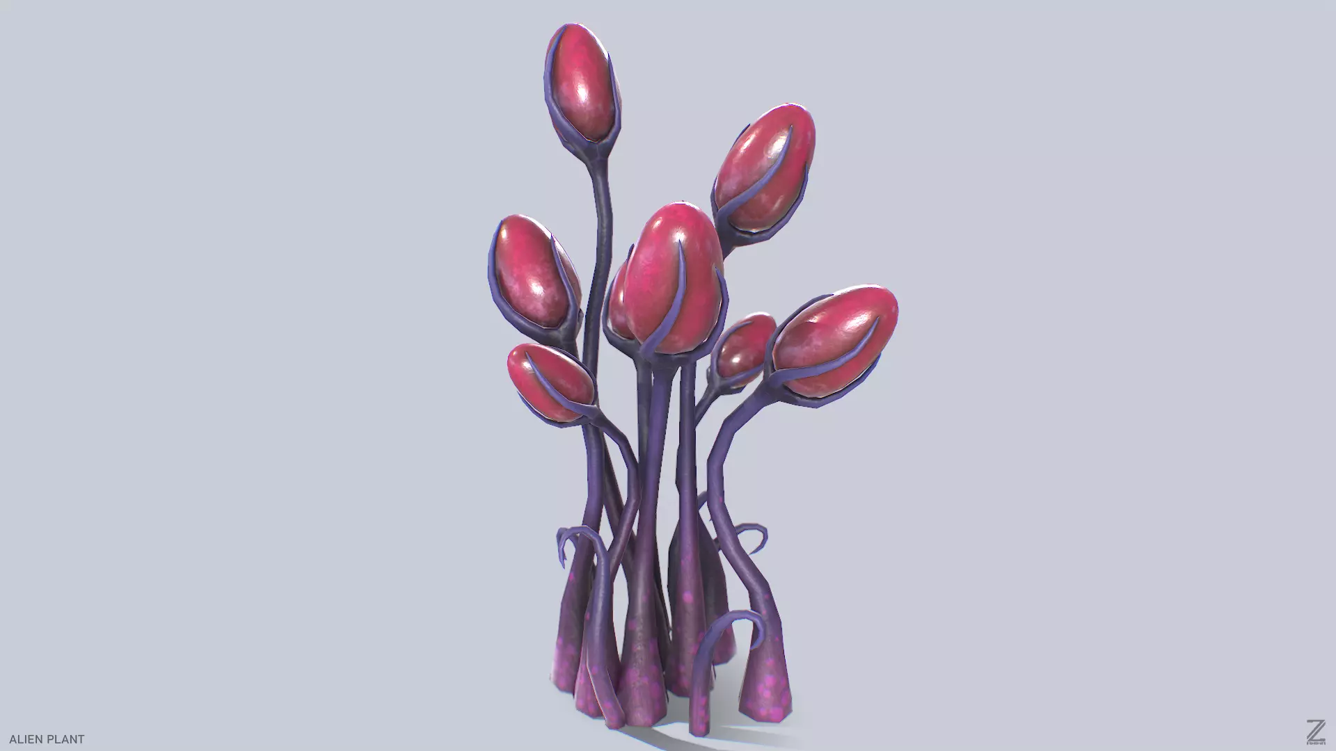 Alien plant Low-poly 3D model_0