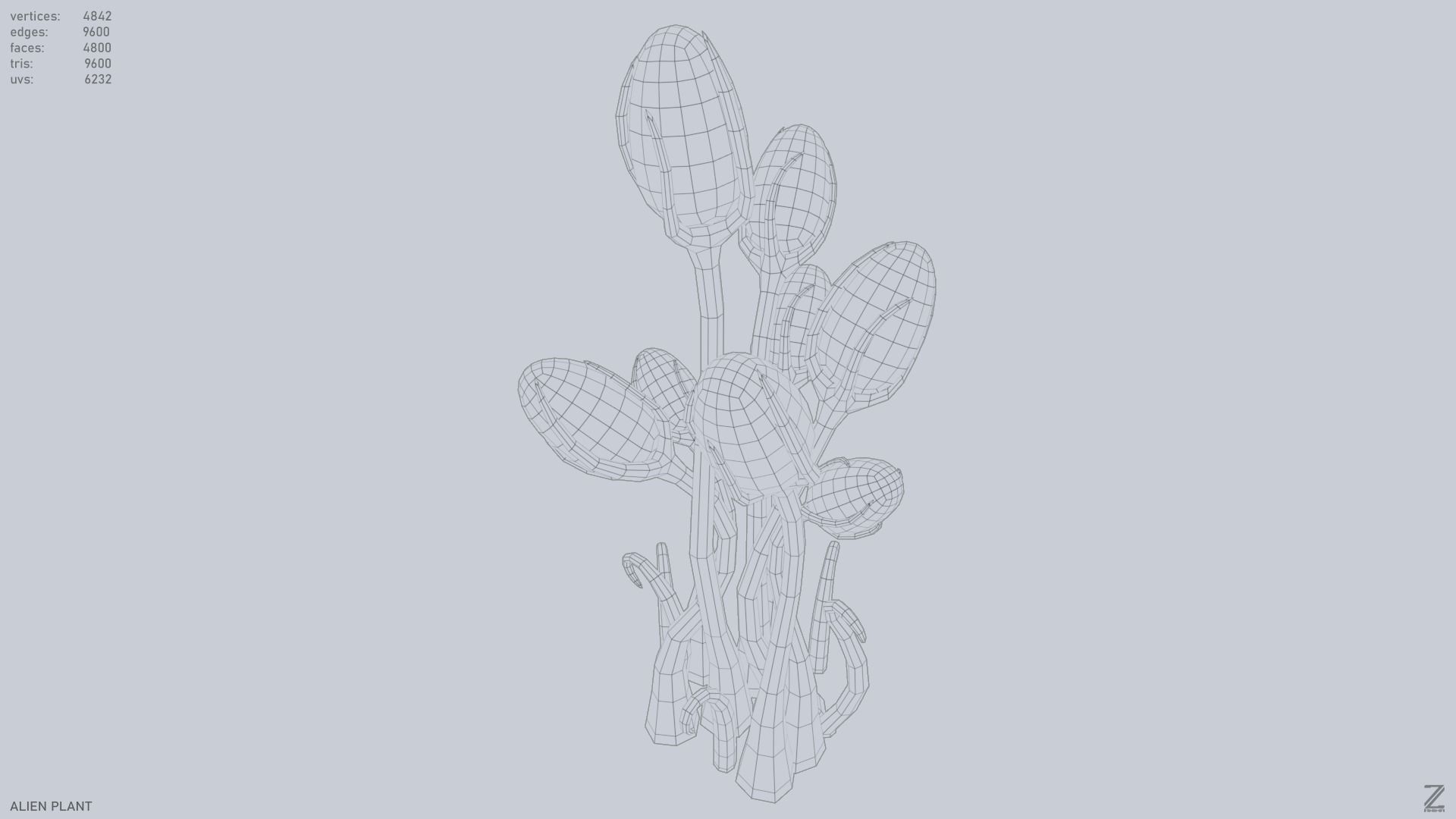 Alien plant Low-poly 3D model_14