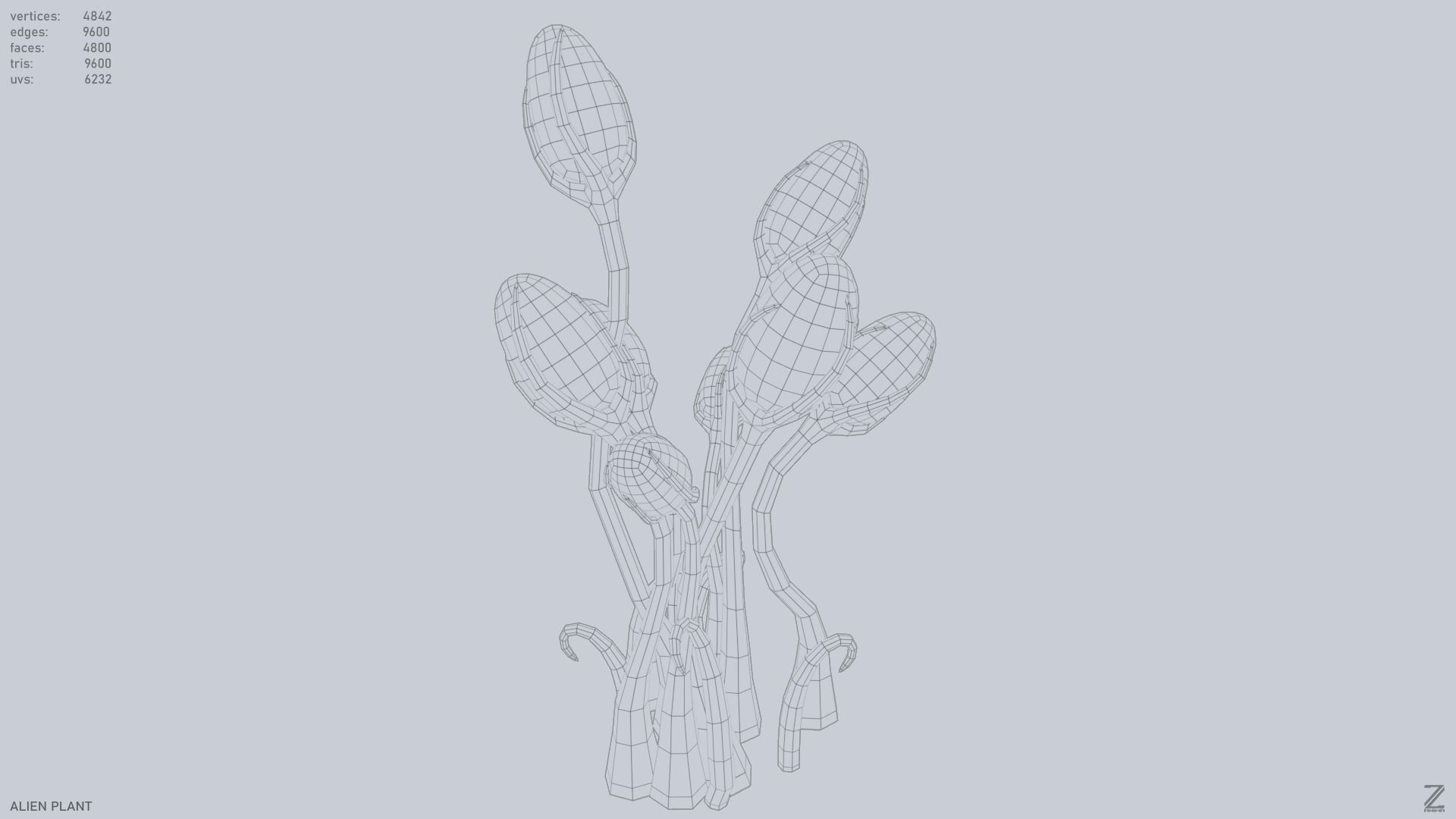 Alien plant Low-poly 3D model_15