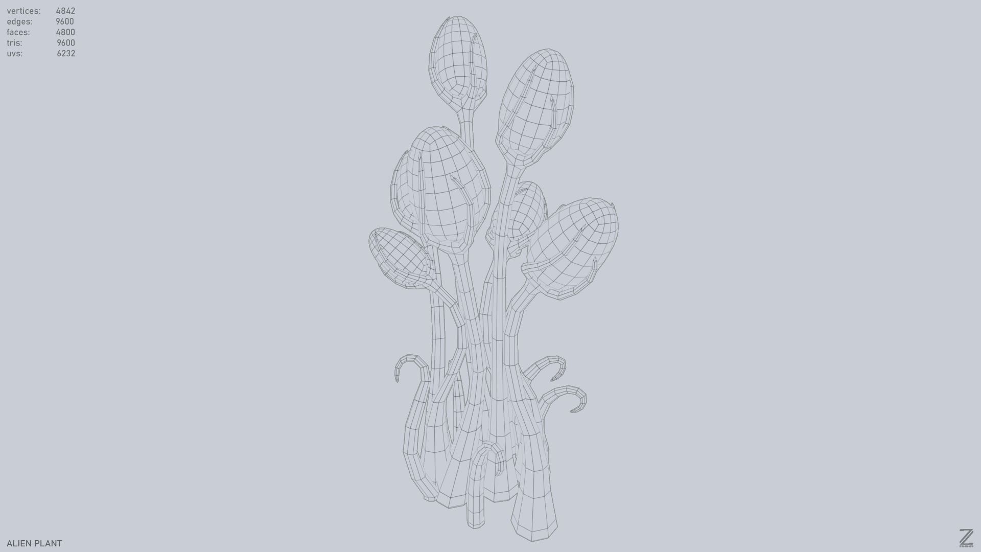 Alien plant Low-poly 3D model_10