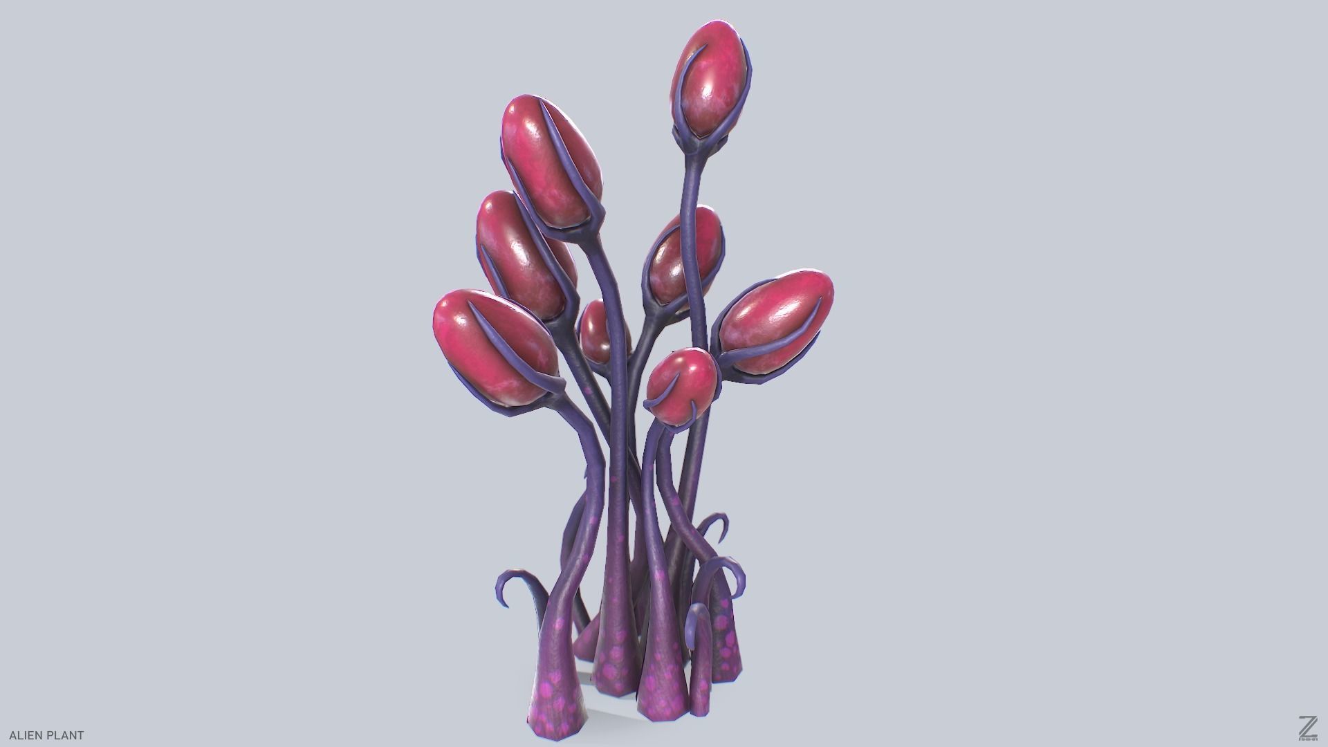 Alien plant Low-poly 3D model_4