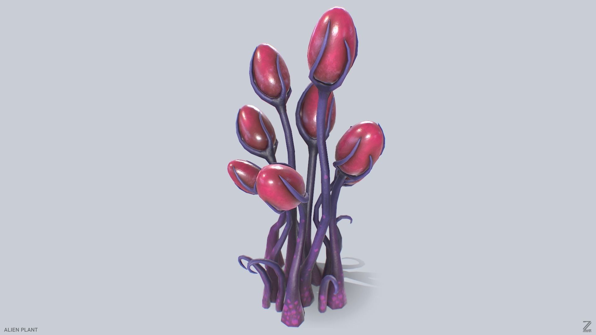 Alien plant Low-poly 3D model_6